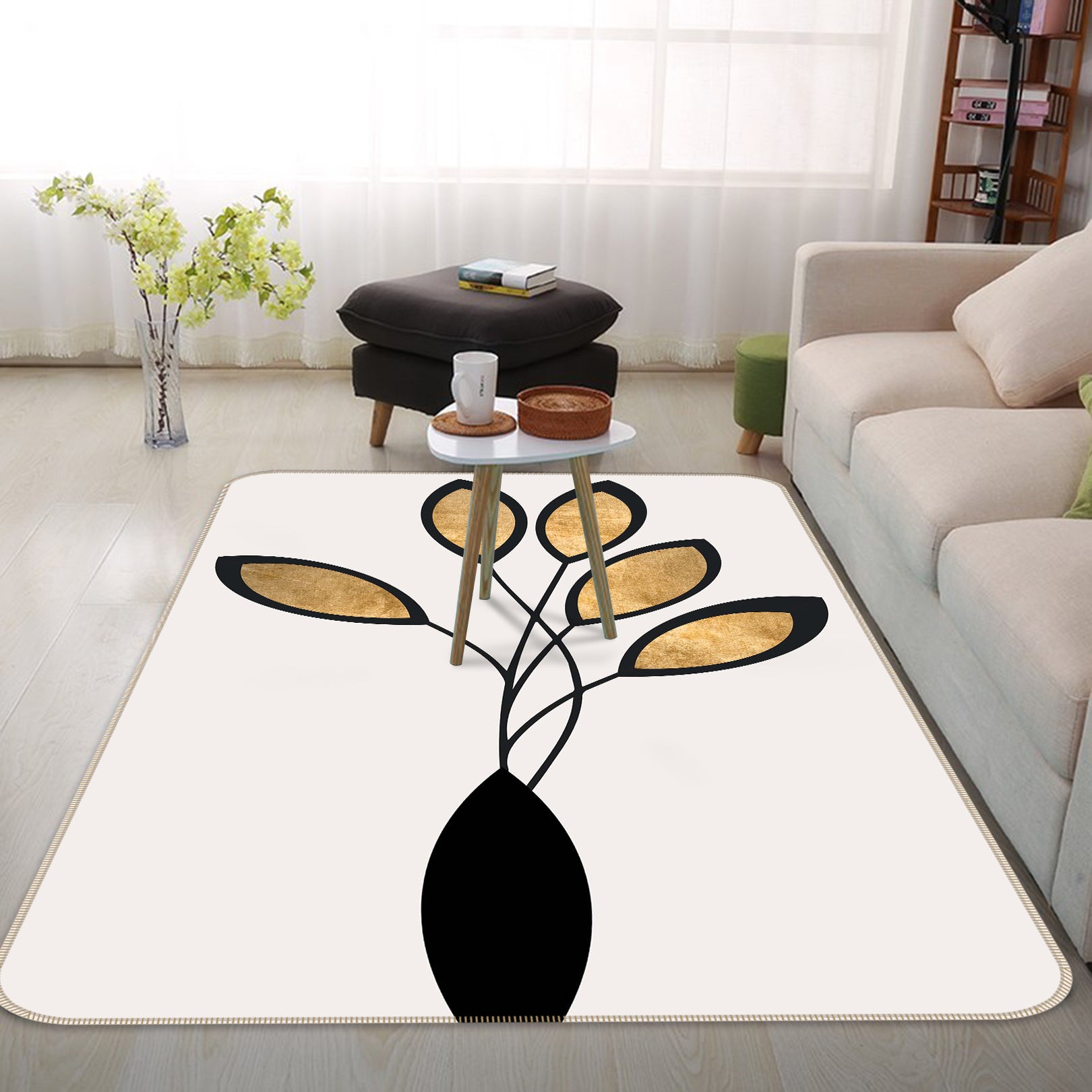 3D Golden Leaves 1024 Boris Draschoff Rug Non Slip Rug Mat
