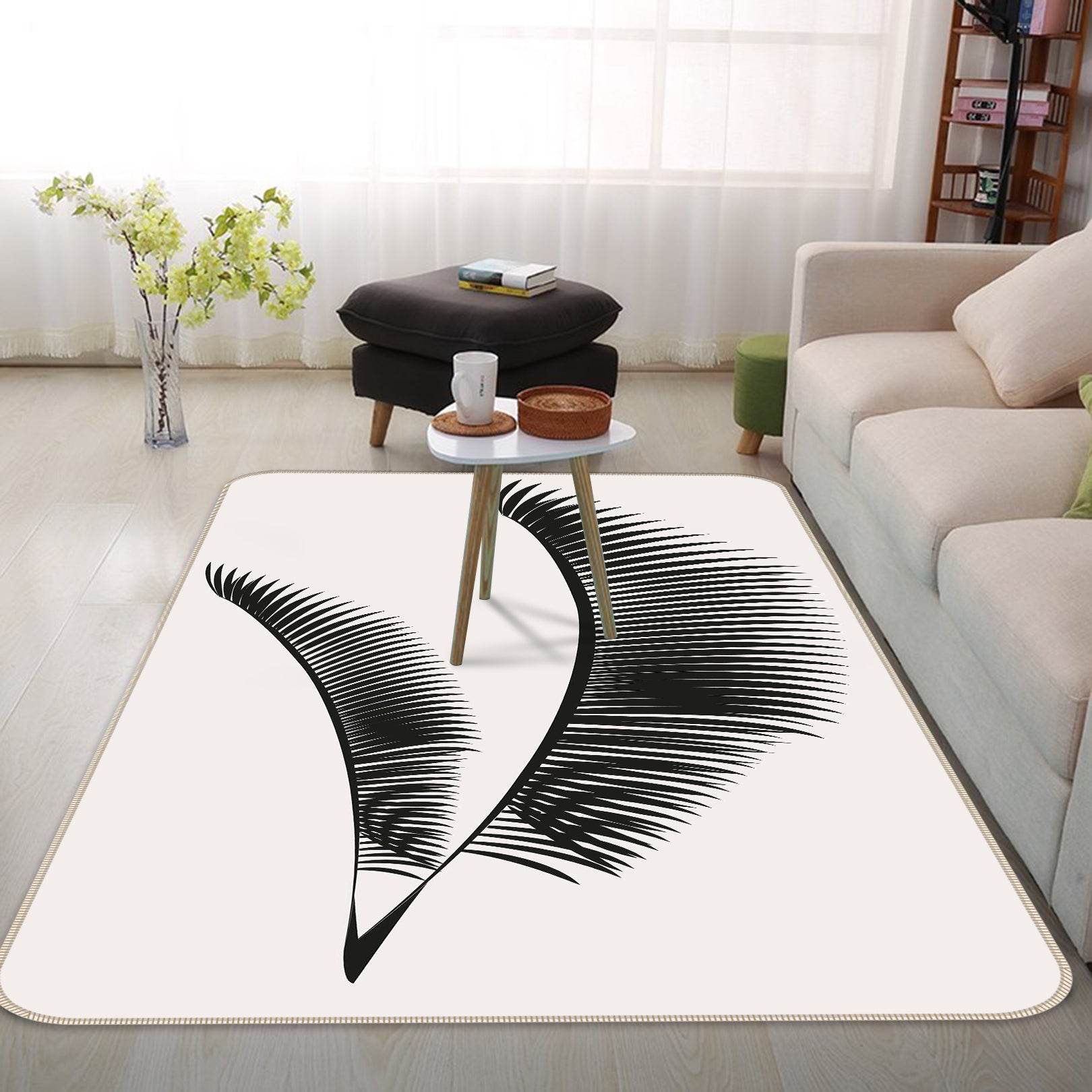 3D Black Leaf Pattern 1047 Boris Draschoff Rug Non Slip Rug Mat
