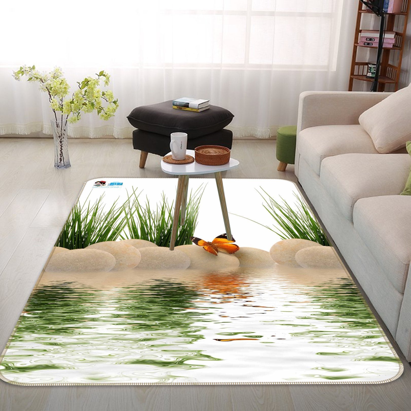 3D Lake Butterfly Stones 160 Non Slip Rug Mat Mat AJ Creativity Home