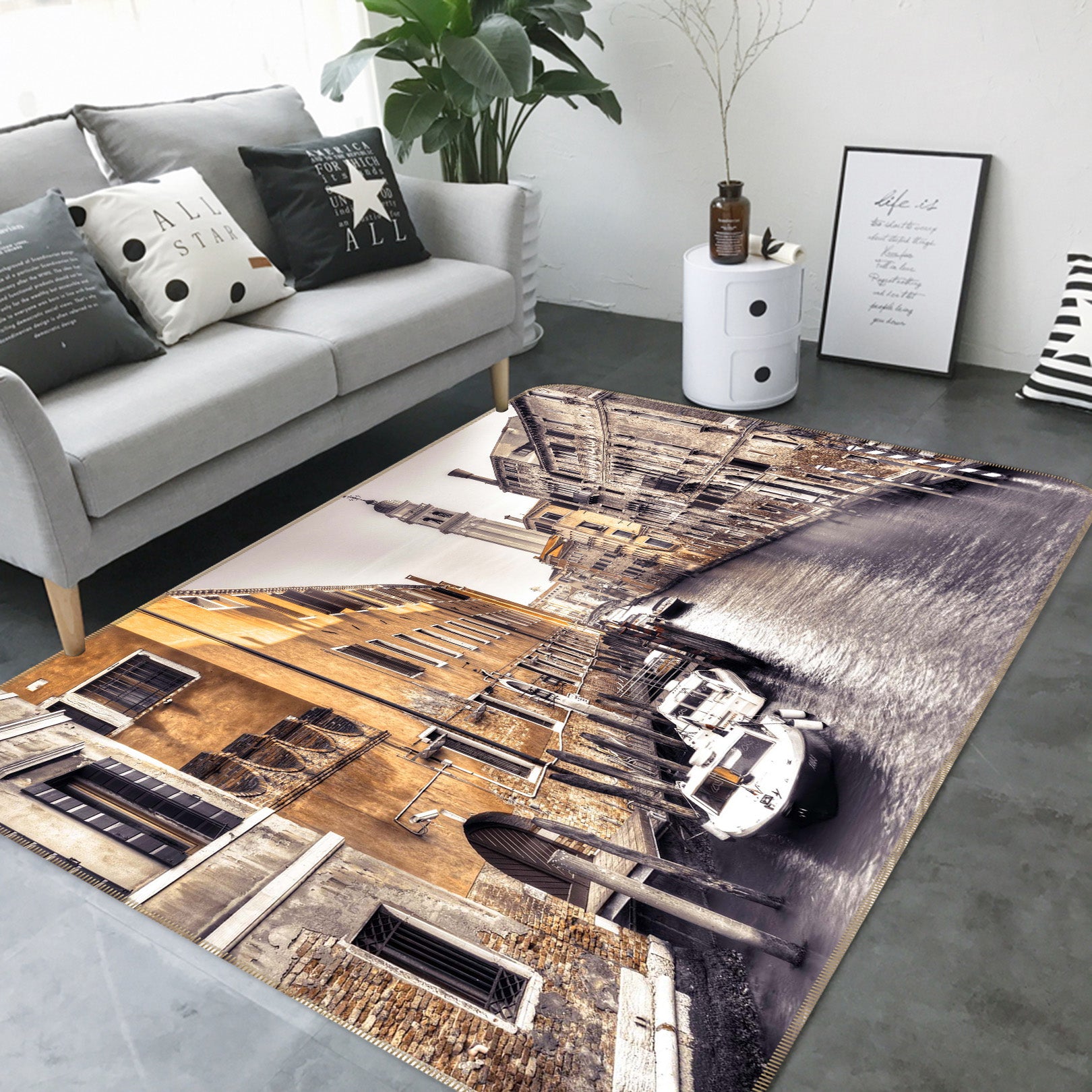 3D Venice River 1004 Assaf Frank Rug Non Slip Rug Mat