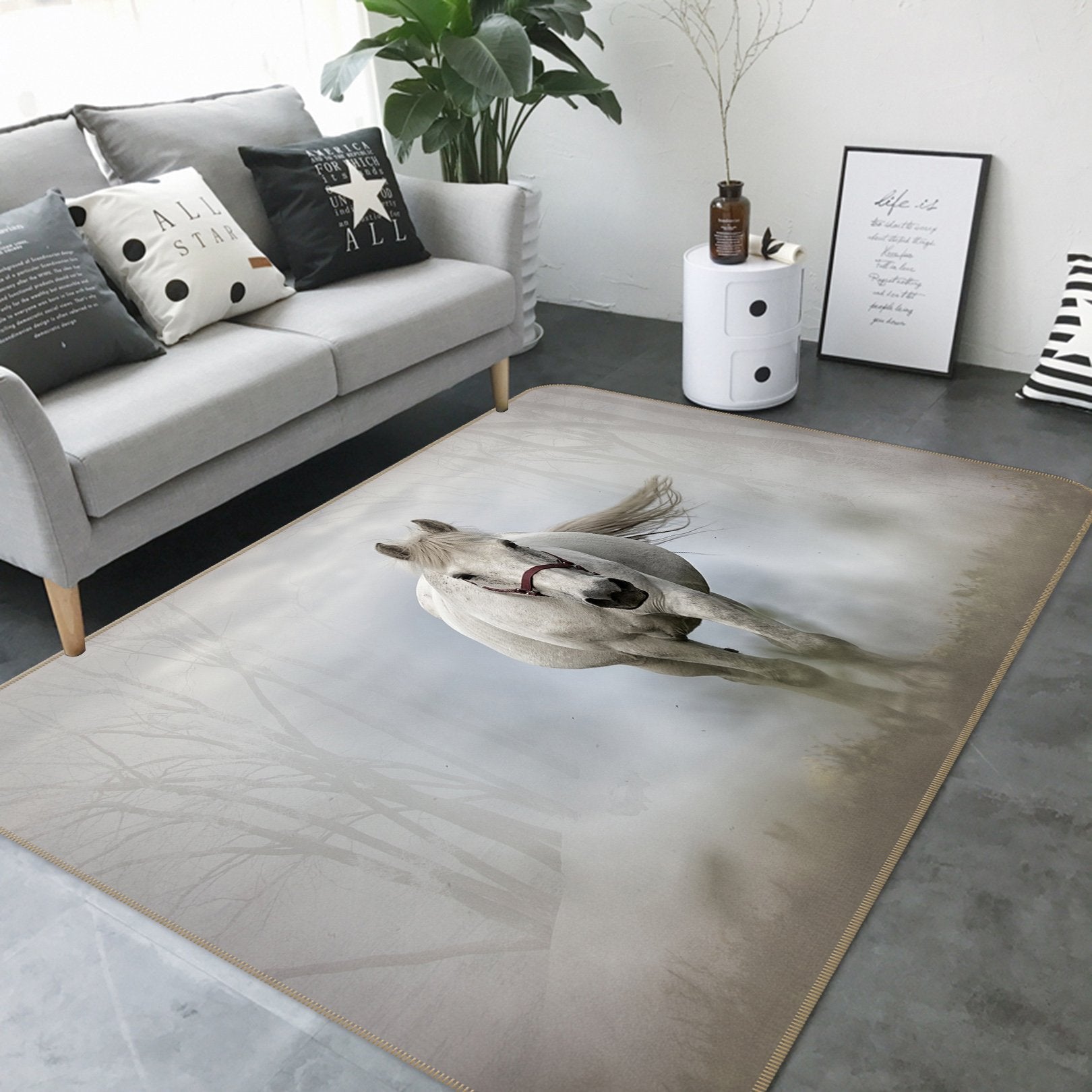 3D White Horse 596 Animal Non Slip Rug Mat Mat AJ Creativity Home
