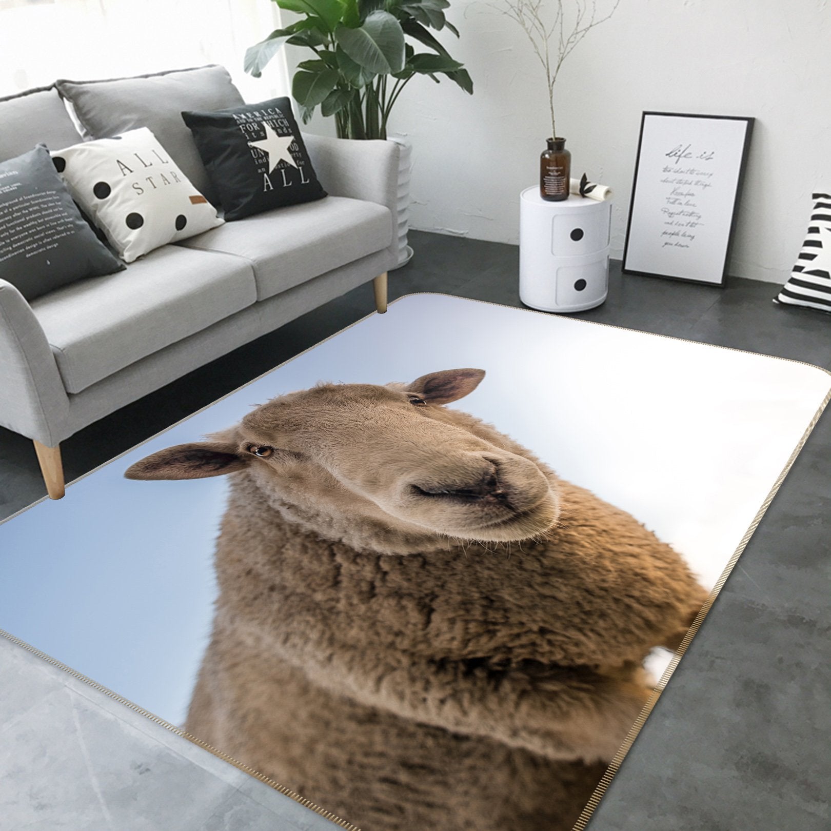 3D Sheep Head 628 Animal Non Slip Rug Mat Mat AJ Creativity Home