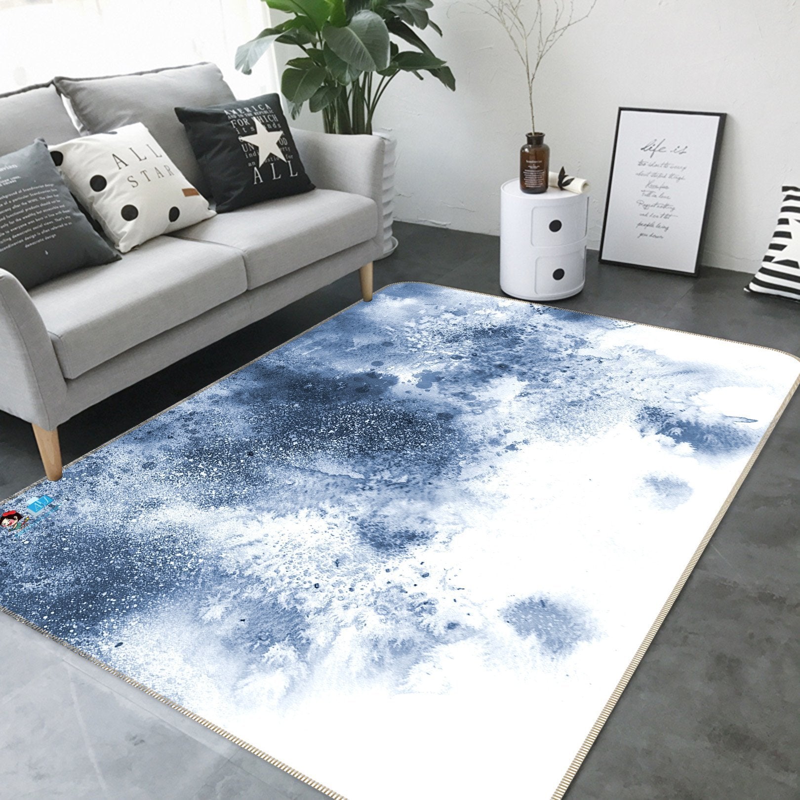 3D Blue Gradient Ink 53 Non Slip Rug Mat Mat AJ Creativity Home
