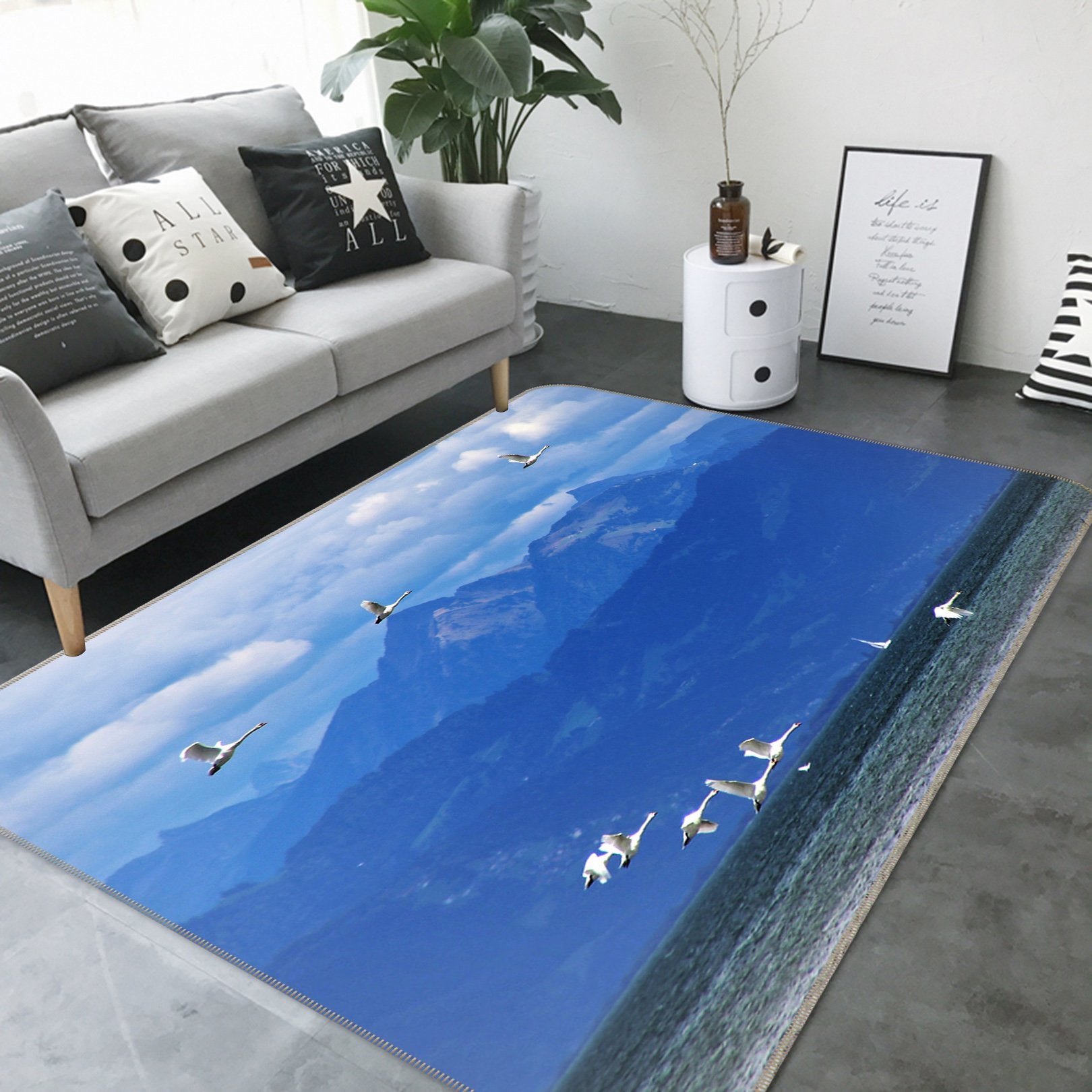 3D Mountain Peak Seabird 576 Animal Non Slip Rug Mat Mat AJ Creativity Home
