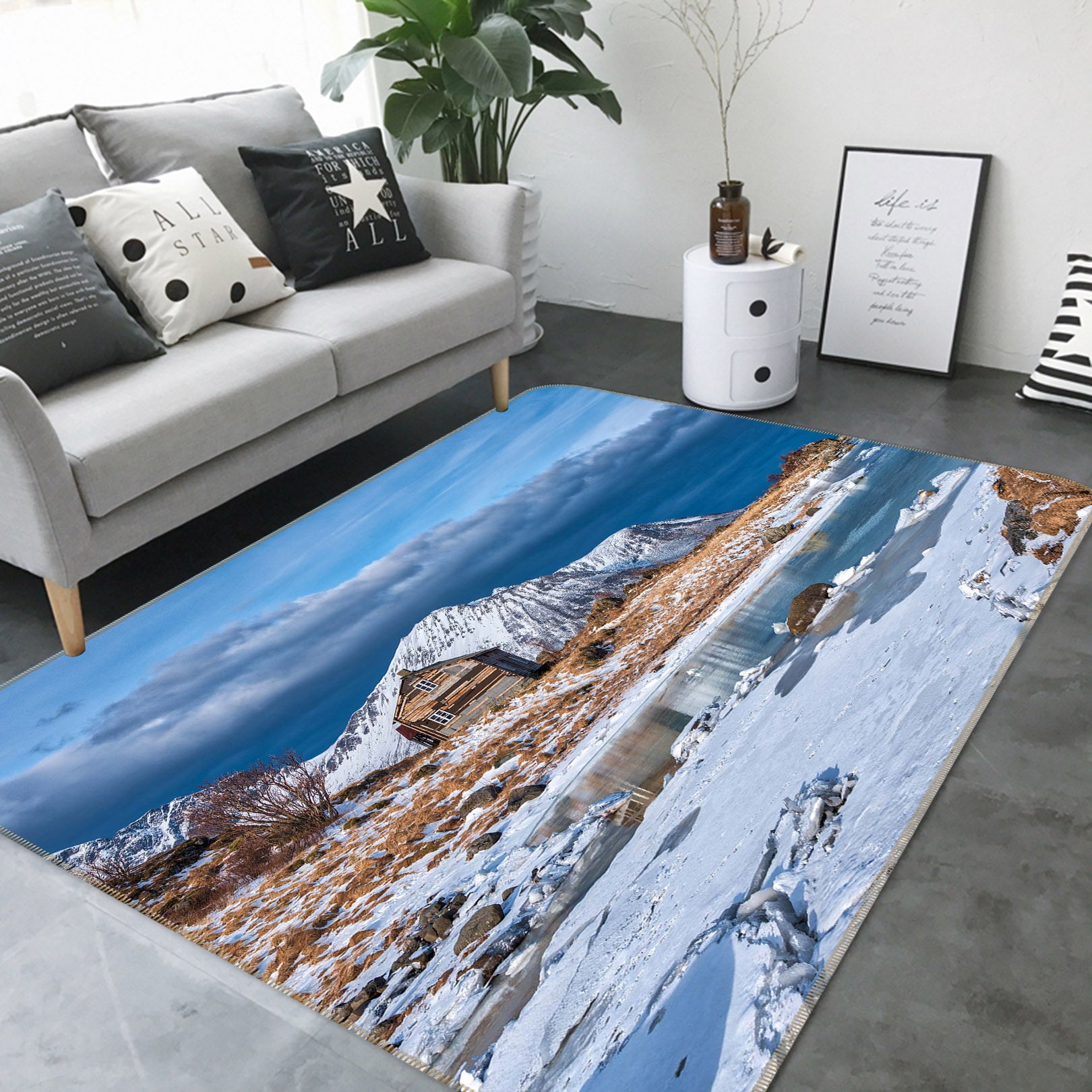 3D Glacier 1108 Marco Carmassi Rug Non Slip Rug Mat