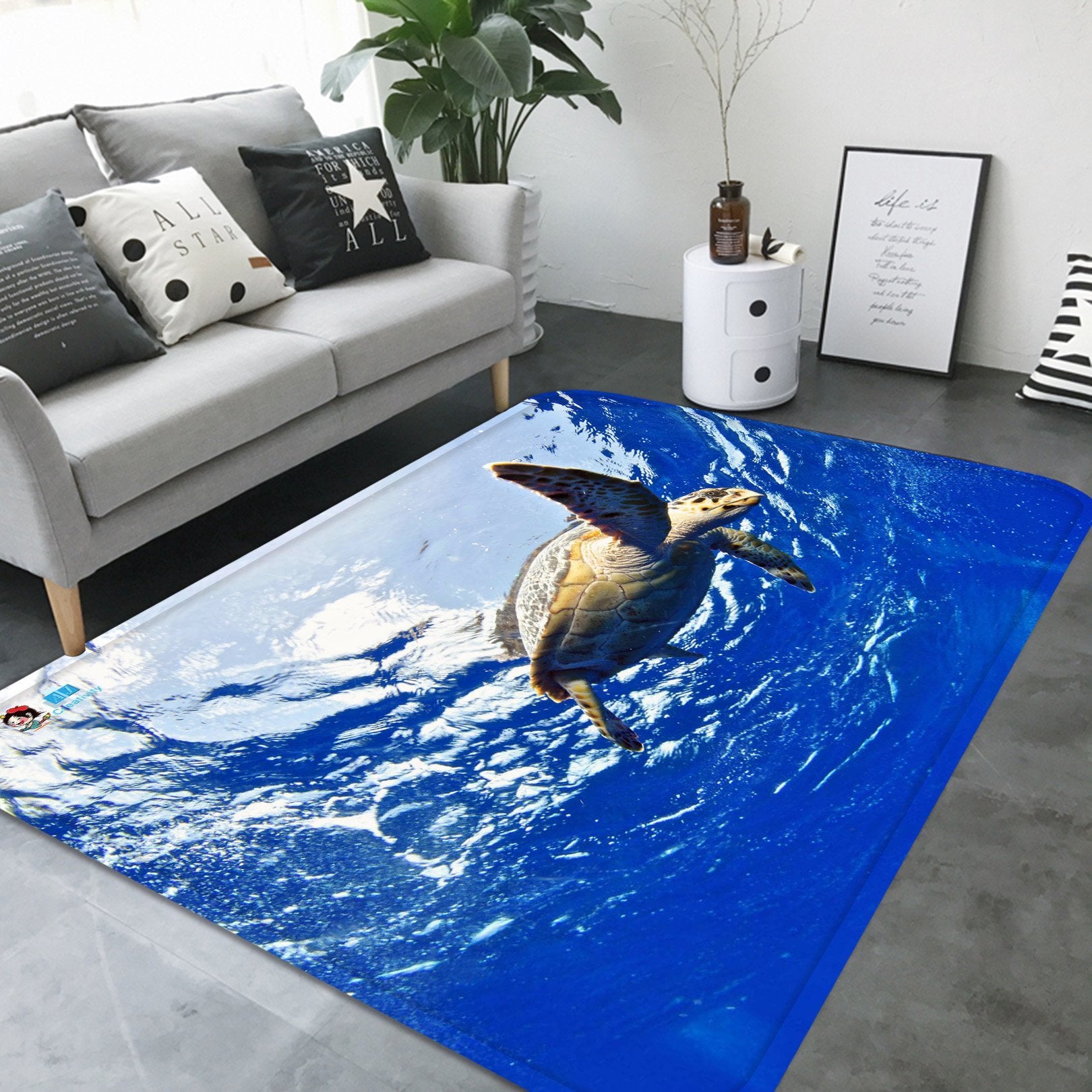 3D Blue Ocean Turtle 114 Non Slip Rug Mat Mat AJ Creativity Home