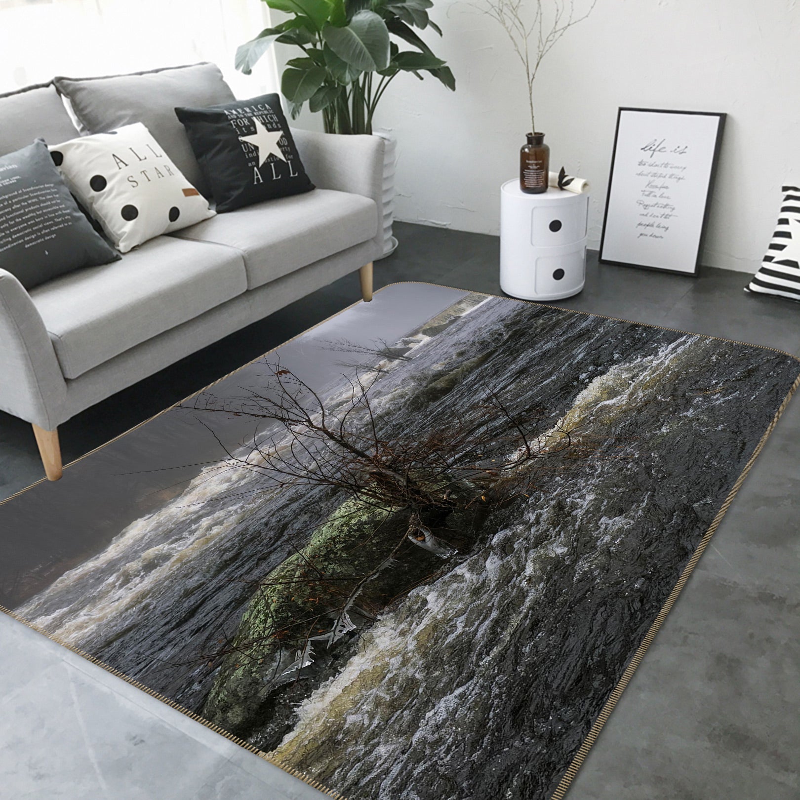 3D Misty River 1013 Jerry LoFaro Rug Non Slip Rug Mat
