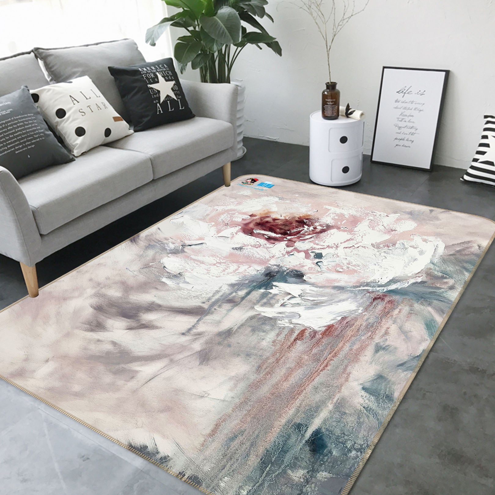 3D Painted Art Flower 4121 Skromova Marina Rug Non Slip Rug Mat