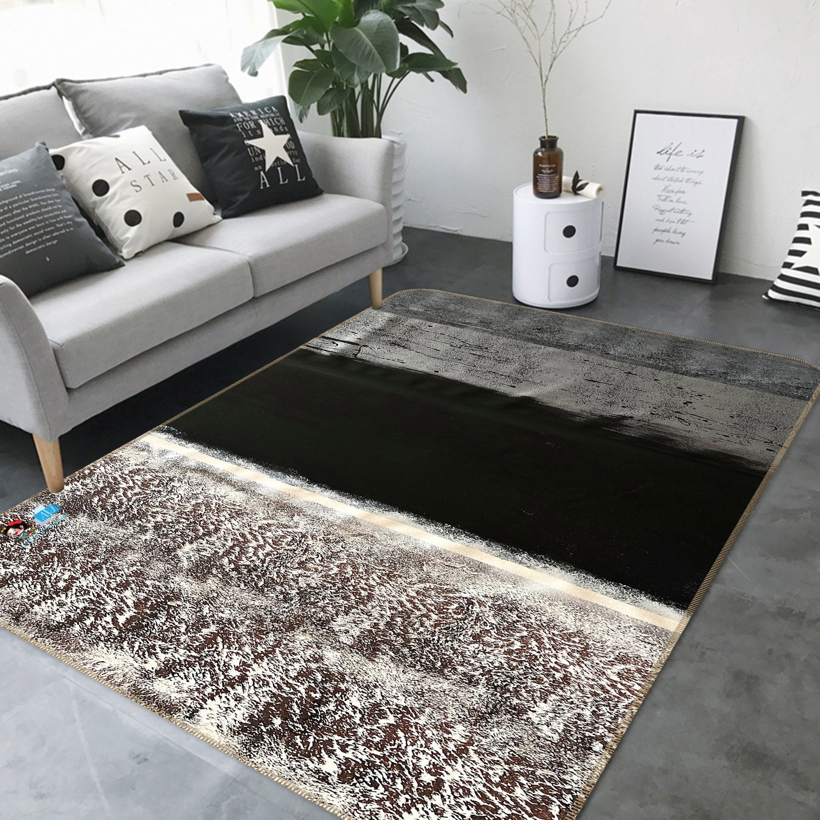 3D Dark Paint 4107 Skromova Marina Rug Non Slip Rug Mat