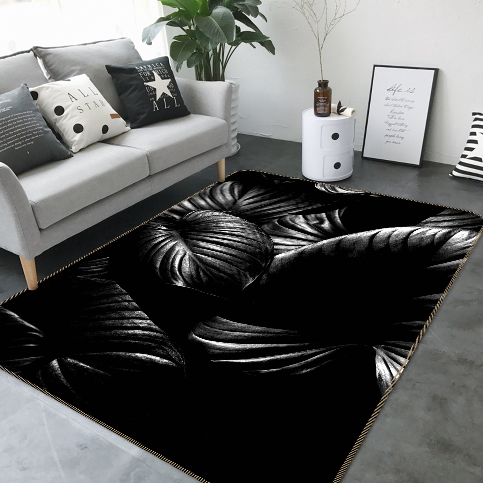 3D Leaf Texture 1141 Boris Draschoff Rug Non Slip Rug Mat