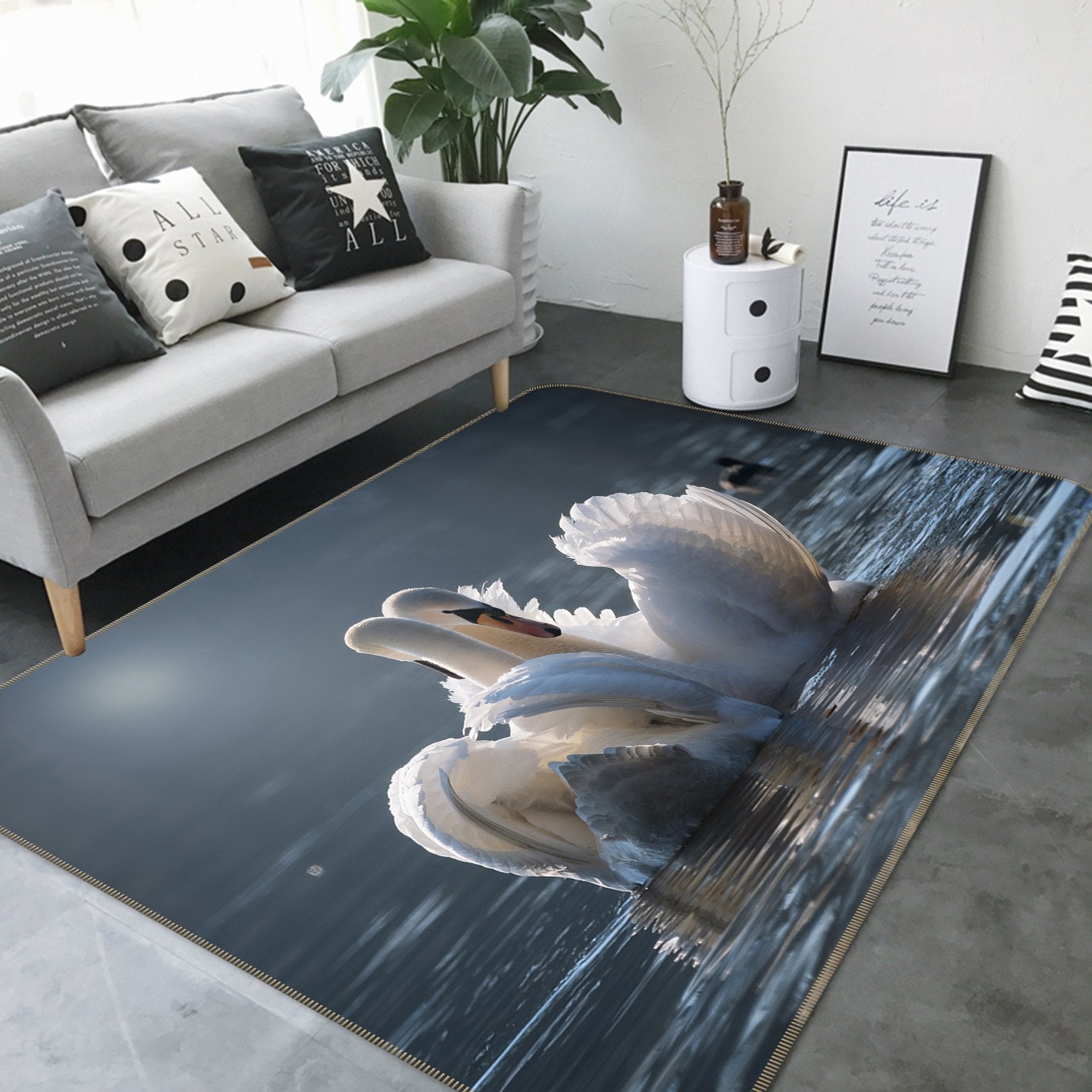 3D Swan 633 Animal Non Slip Rug Mat Mat AJ Creativity Home