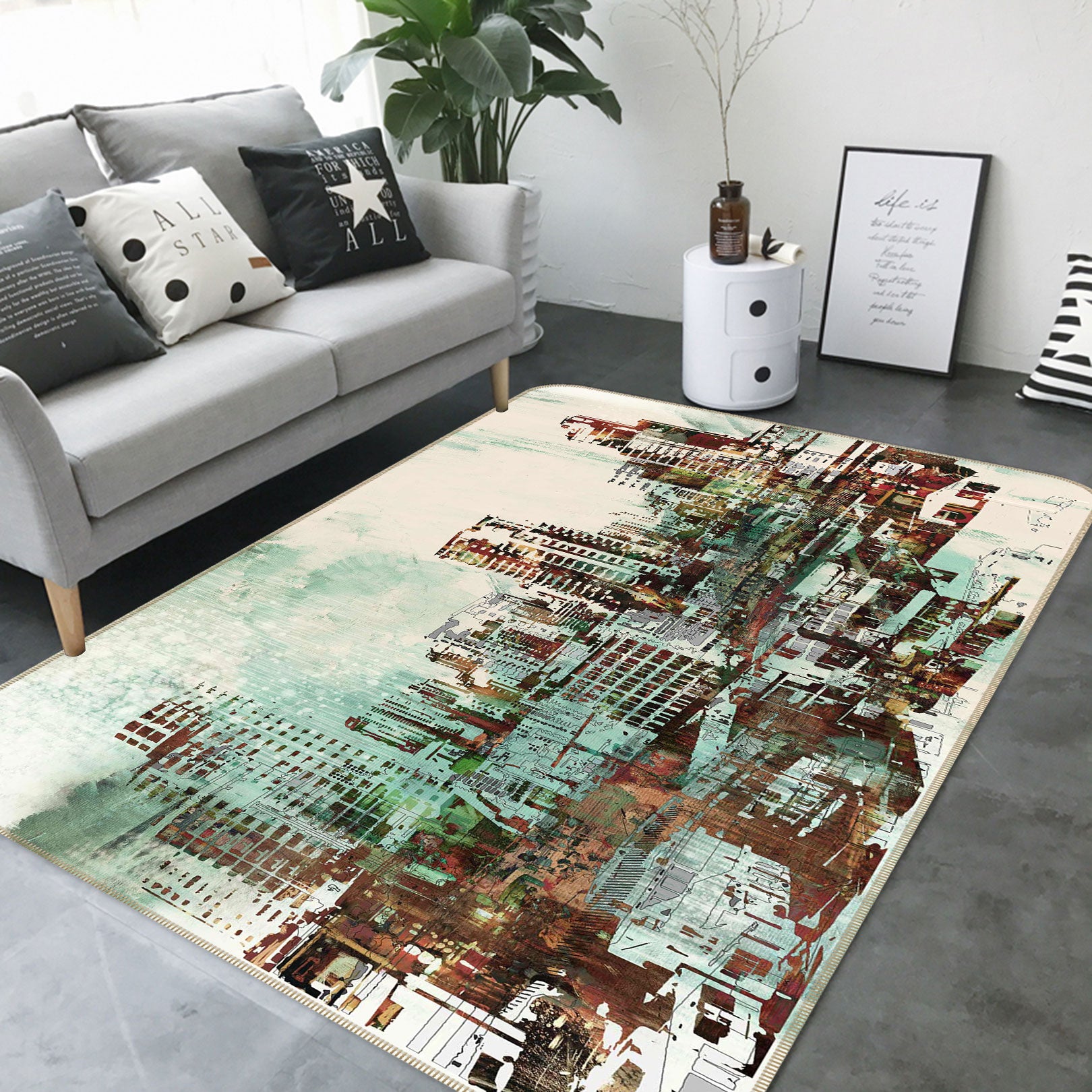 3D Graffiti City 1024 Non Slip Rug Mat