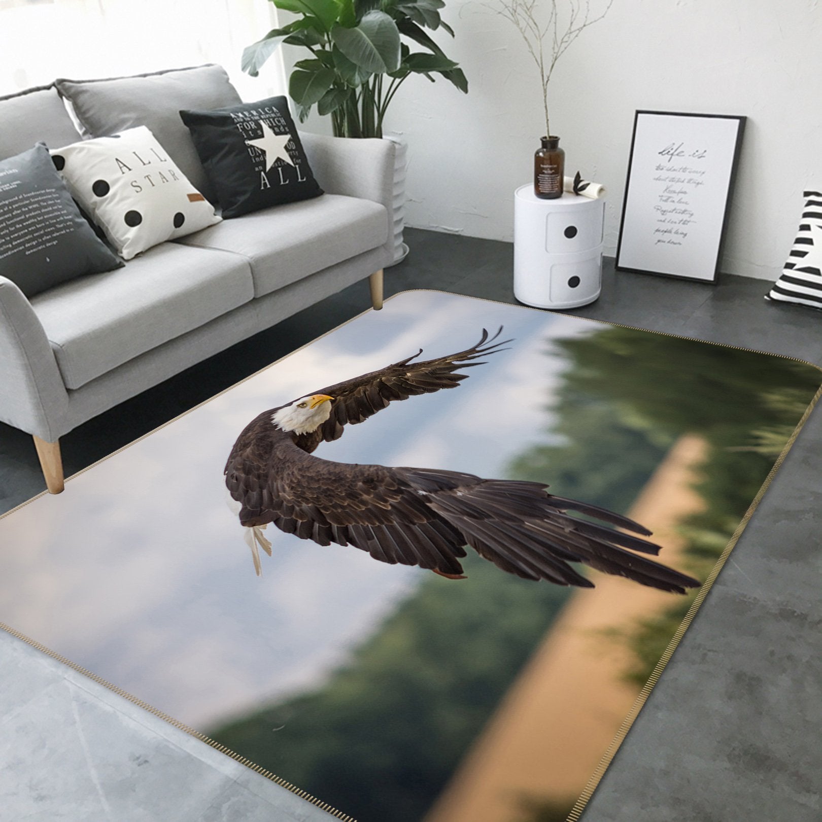 3D Eagle Spreading Wings 214 Animal Non Slip Rug Mat Mat AJ Creativity Home