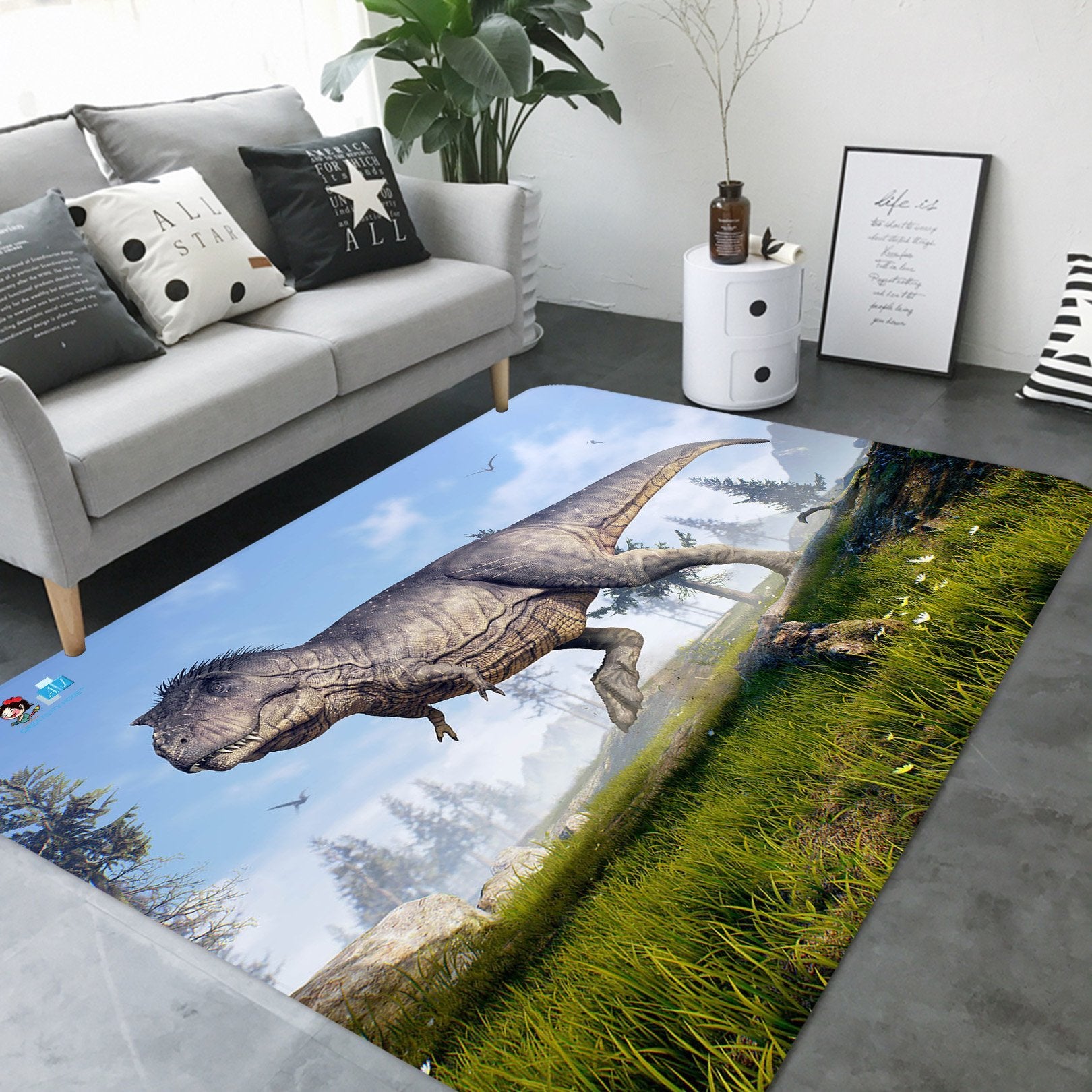 3D Turf Tyrannosaurus Rex 12 Non Slip Rug Mat Mat AJ Creativity Home