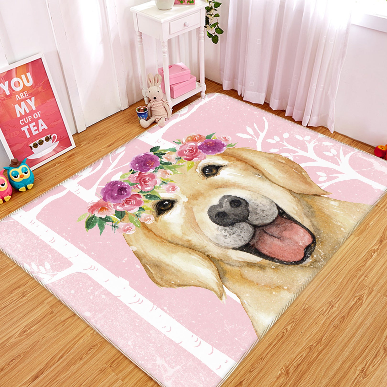 3D Golden Dog 052 Uta Naumann Rug Non Slip Rug Mat