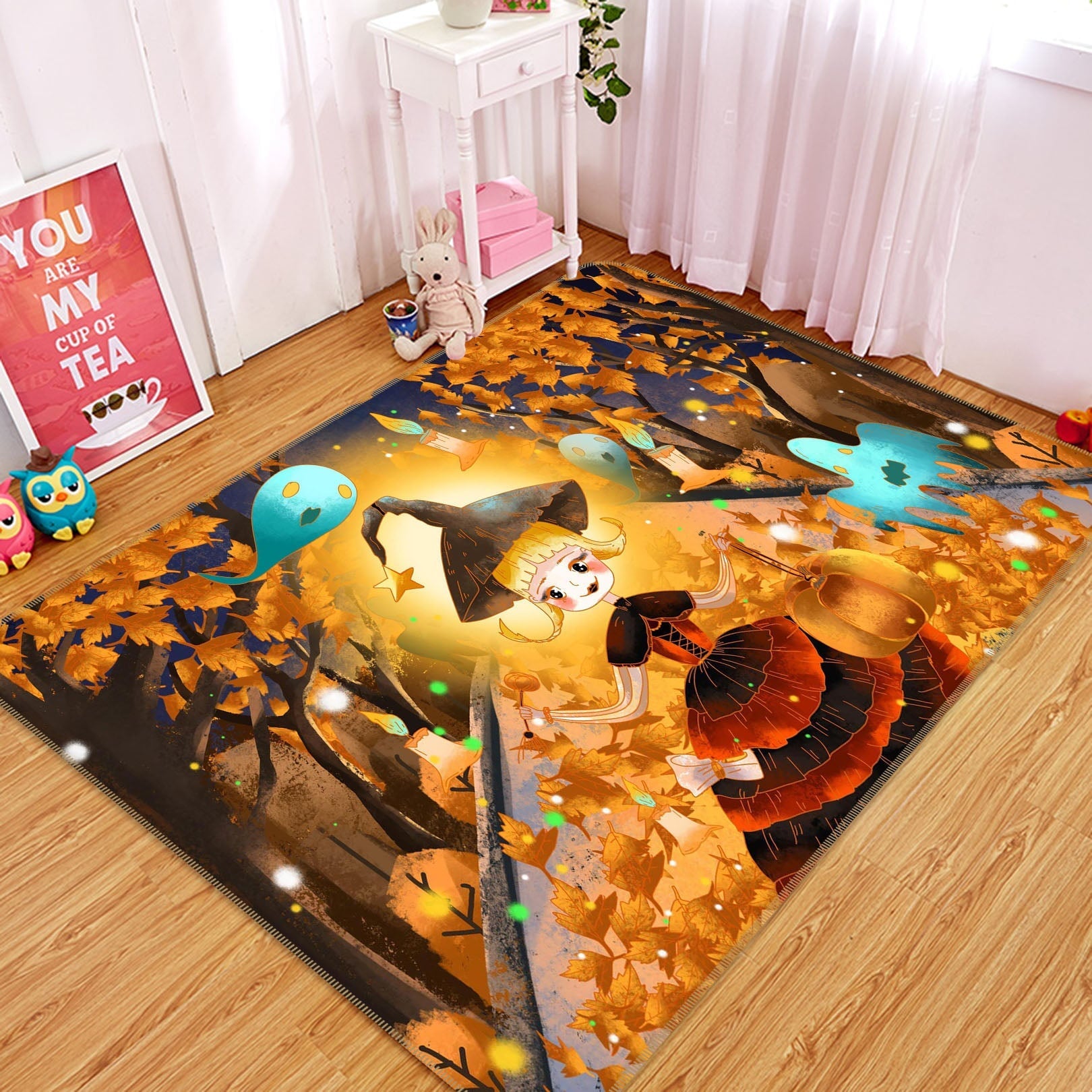 3D Witch Forest Pumpkin 211 Halloween Non Slip Rug Mat Mat AJ Creativity Home