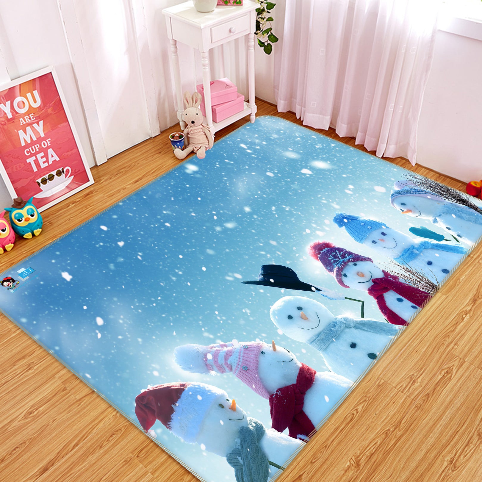 3D Many Snowman 56134 Christmas Non Slip Rug Mat Xmas