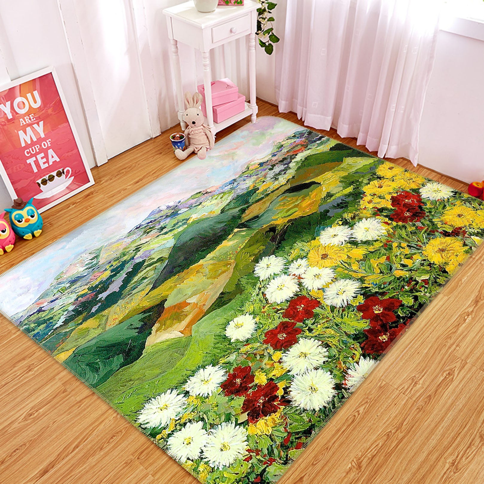 3D Beautiful Flowers 1016 Allan P. Friedlander Rug Non Slip Rug Mat