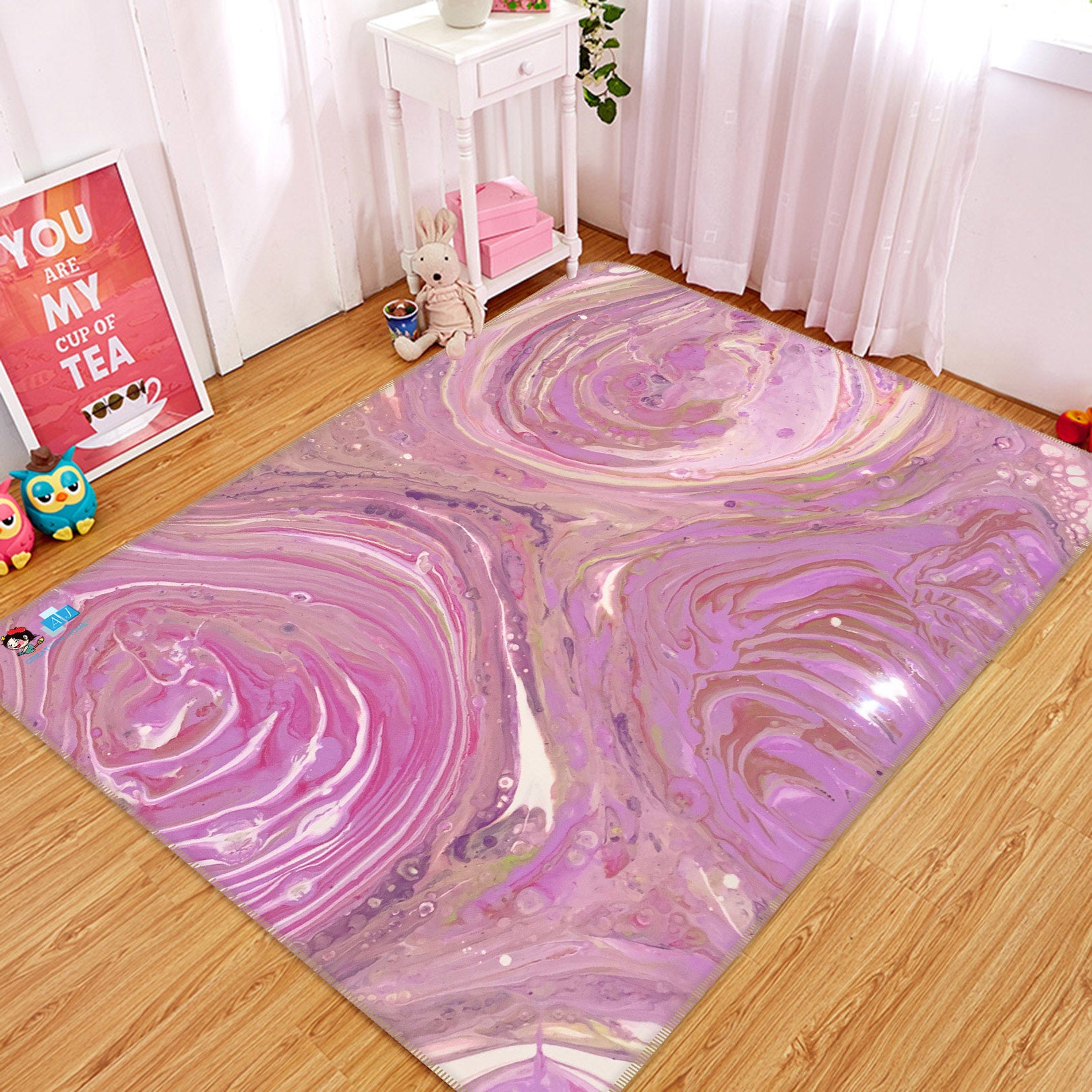 3D Pink Vortex 73623 Valerie Latrice Rug Non Slip Rug Mat