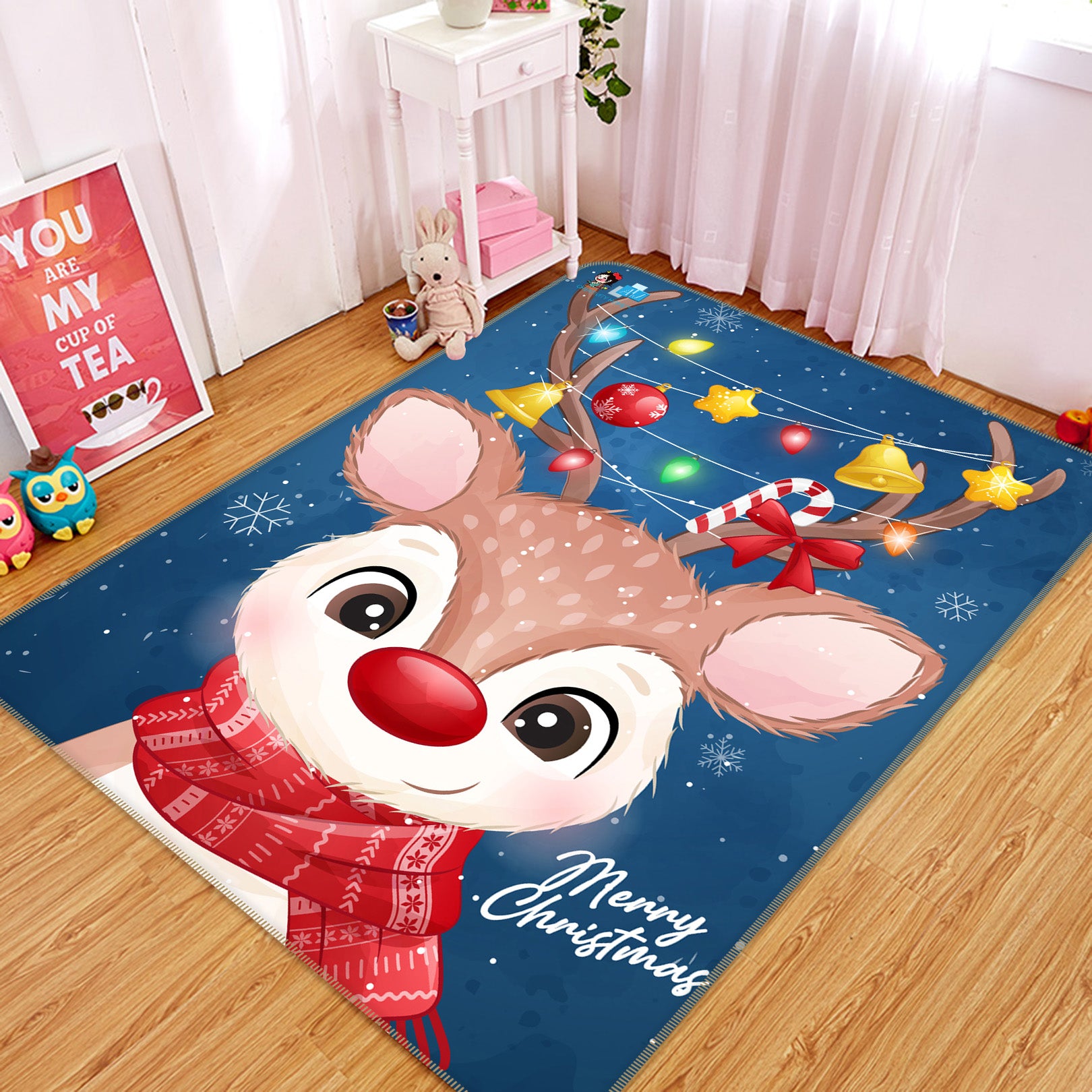 3D Cute Deer 57009 Christmas Non Slip Rug Mat Xmas