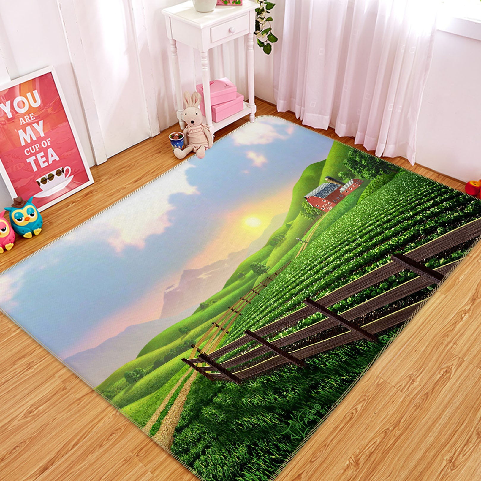 3D Sunny Farm 1056 Jerry LoFaro Rug Non Slip Rug Mat