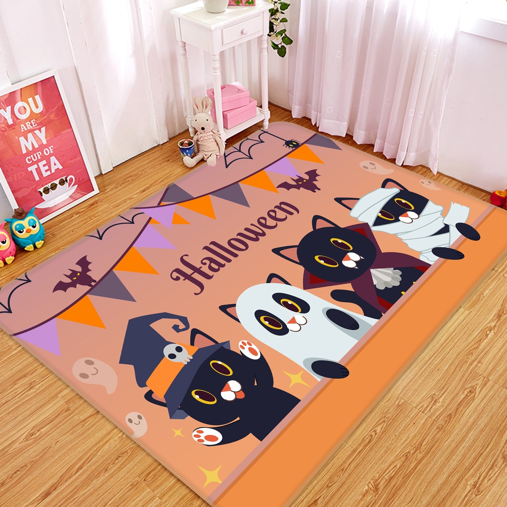 3D Cartoon Bat Bear 204 Halloween Non Slip Rug Mat Mat AJ Creativity Home
