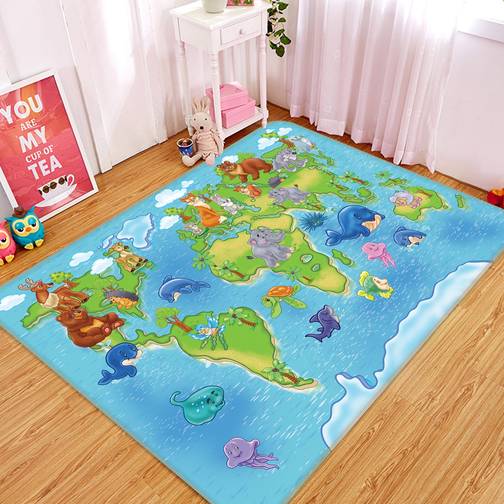 3D Living Land 231 World Map Non Slip Rug Mat