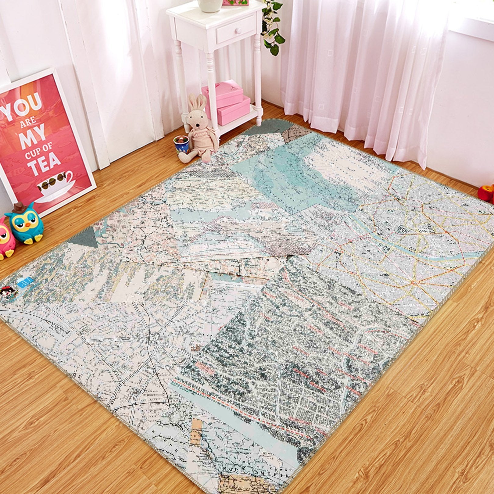 3D Map Paper 202 Non Slip Rug Mat Mat AJ Creativity Home