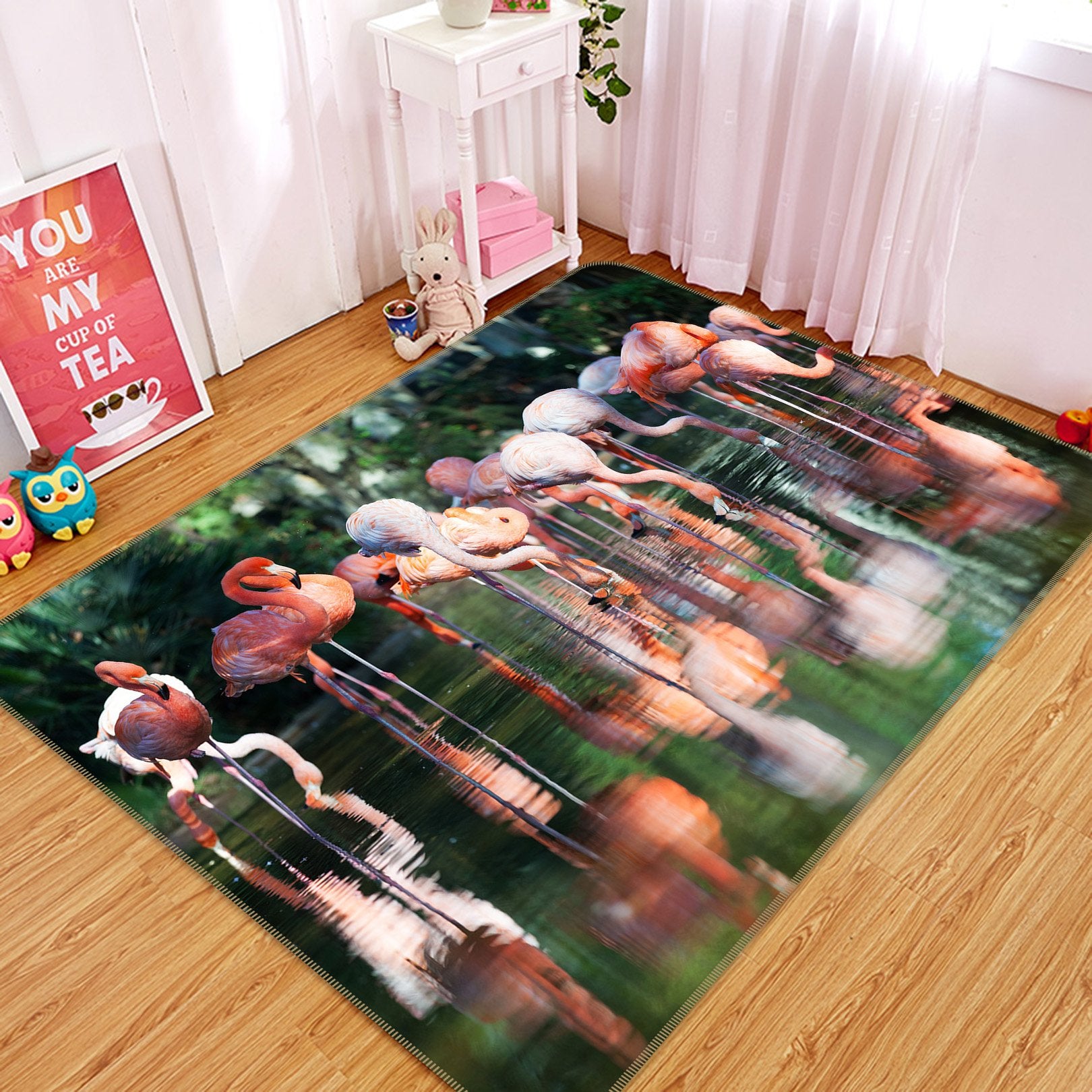 3D Flamingo Splashing 583 Animal Non Slip Rug Mat Mat AJ Creativity Home