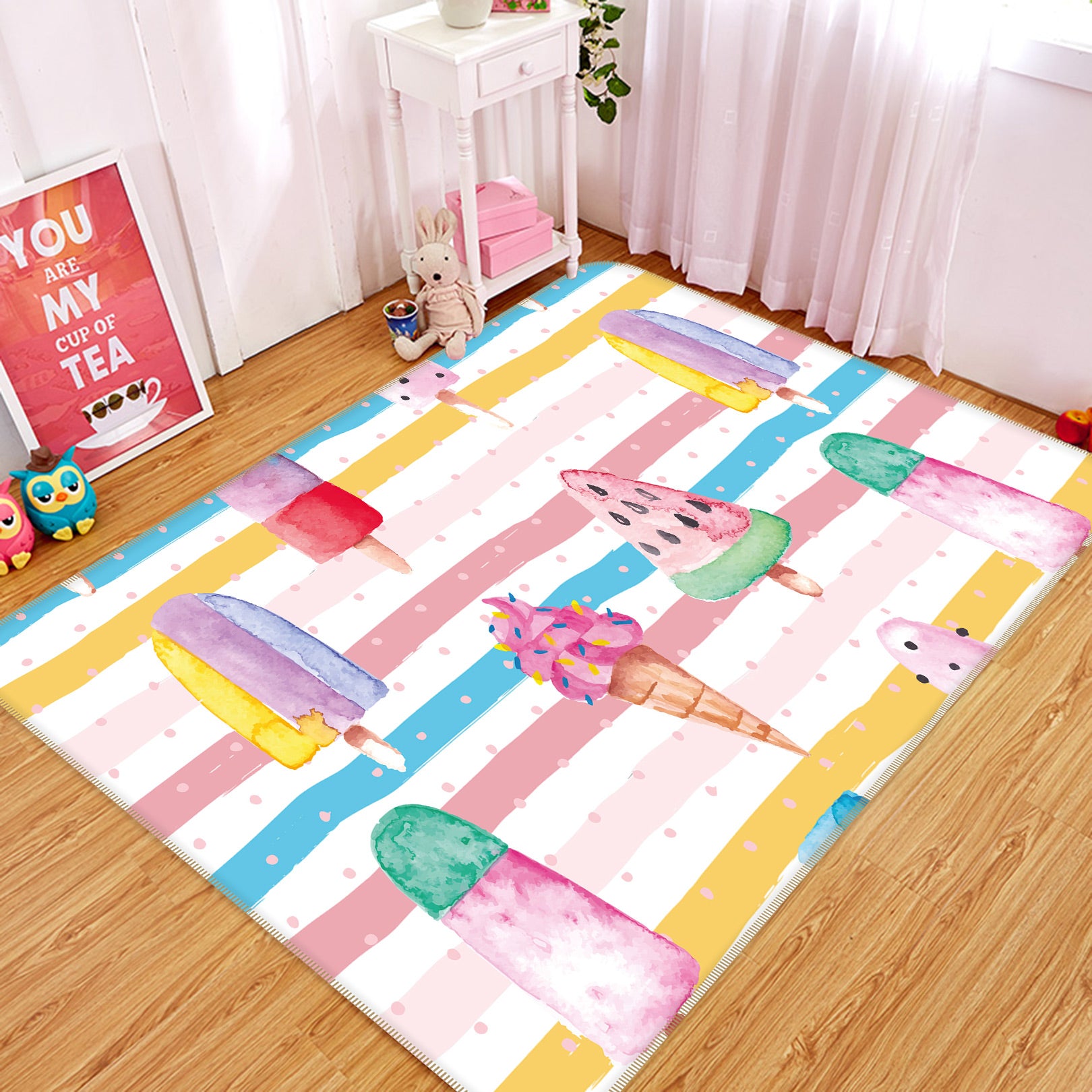 3D Watermelon Ice Cream 100 Uta Naumann Rug Non Slip Rug Mat