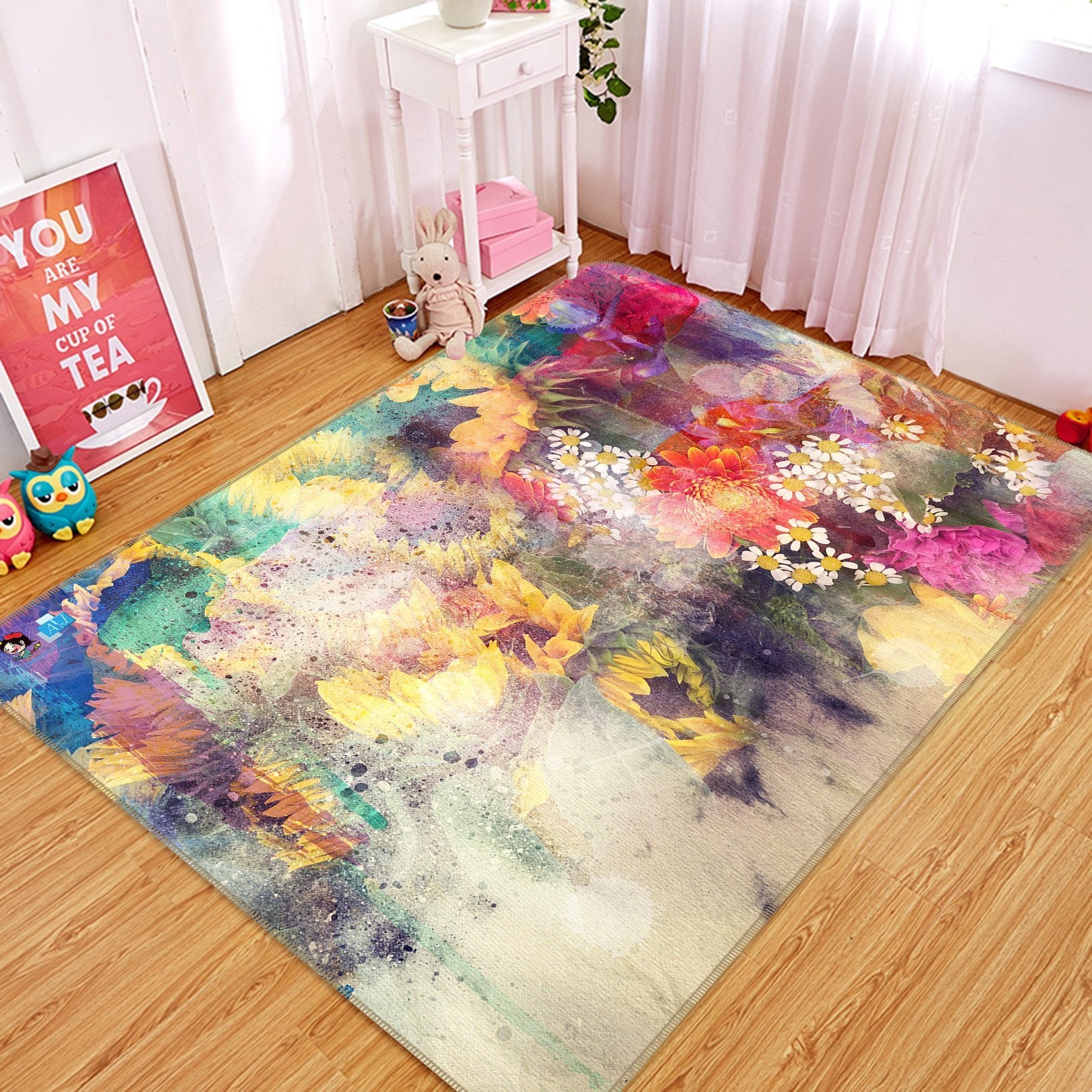 3D Hazy Sunflower 36 Non Slip Rug Mat Mat AJ Creativity Home