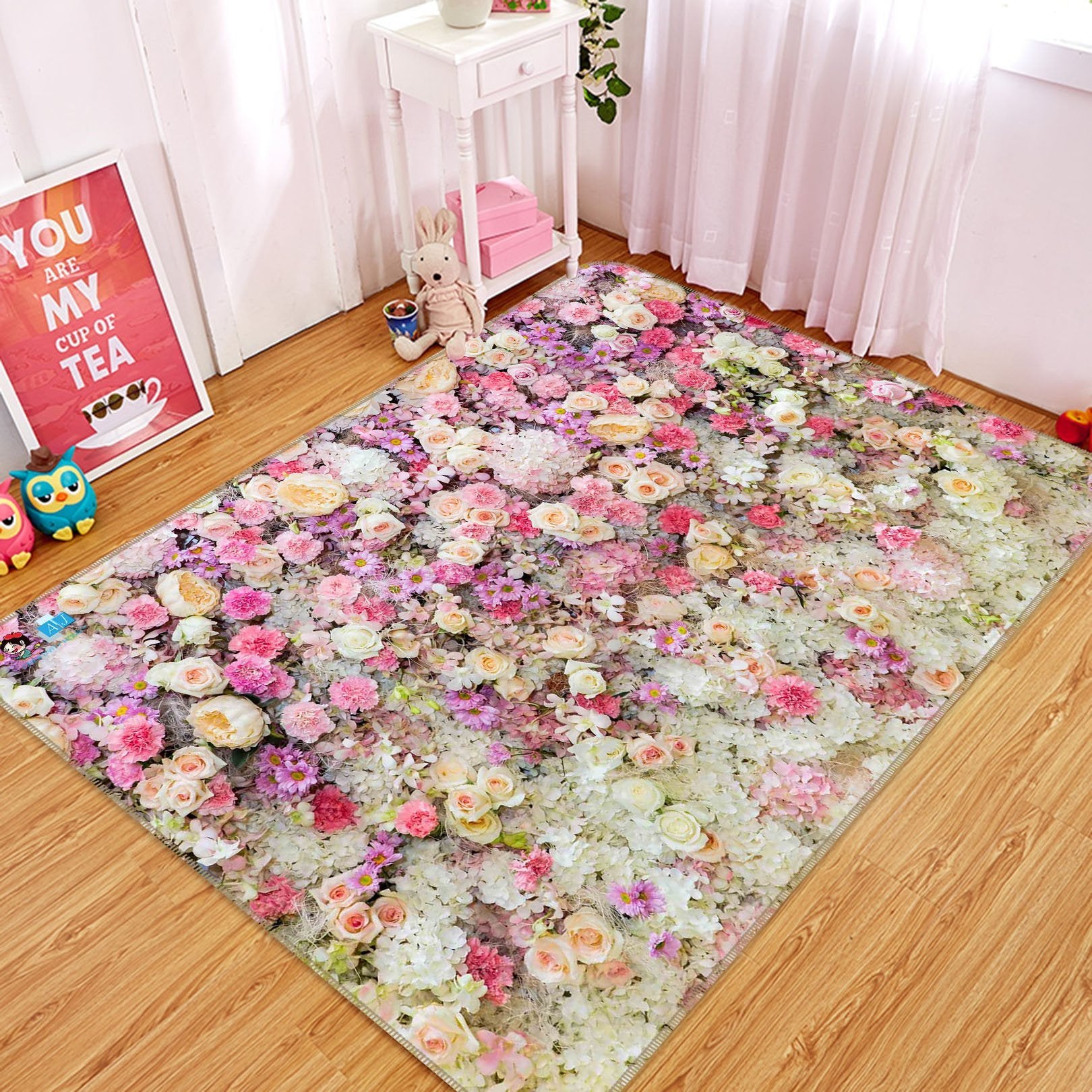 3D Flowers Wall 173 Non Slip Rug Mat Mat AJ Creativity Home