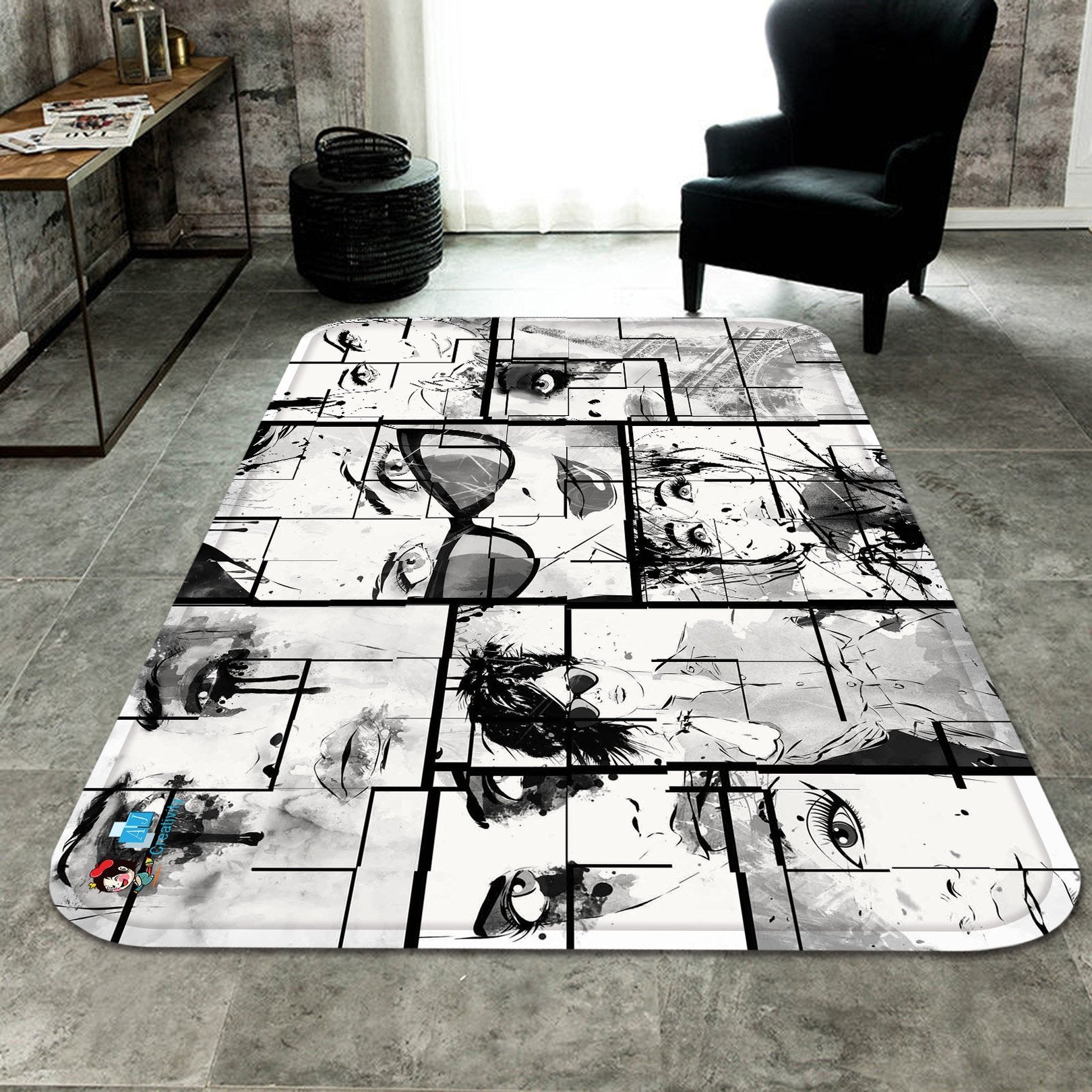 3D Graffiti Women Poster 95 Non Slip Rug Mat Mat AJ Creativity Home