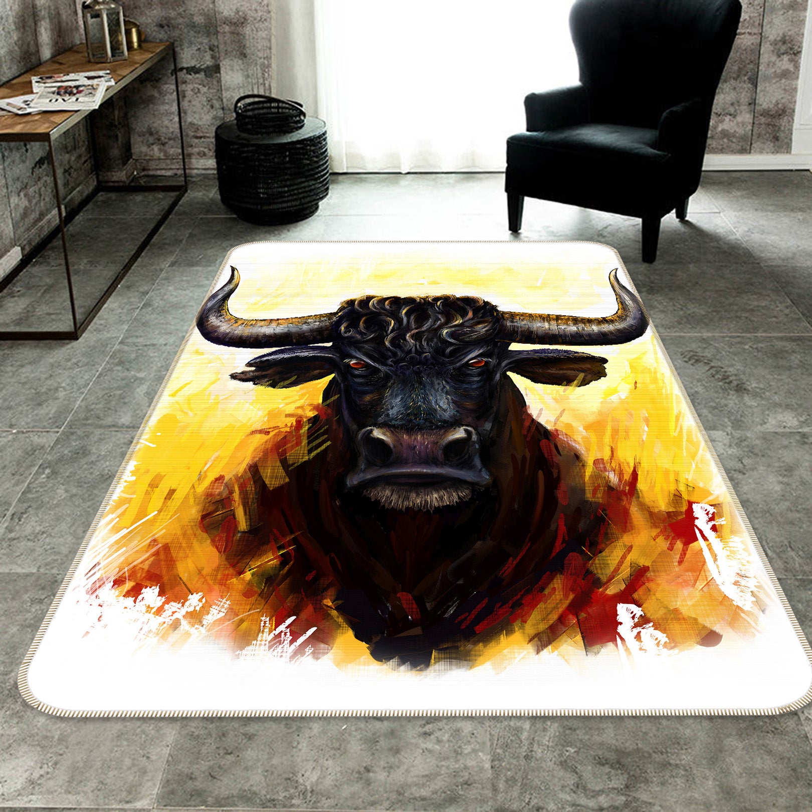 3D Black Cow 202 Animal Non Slip Rug Mat