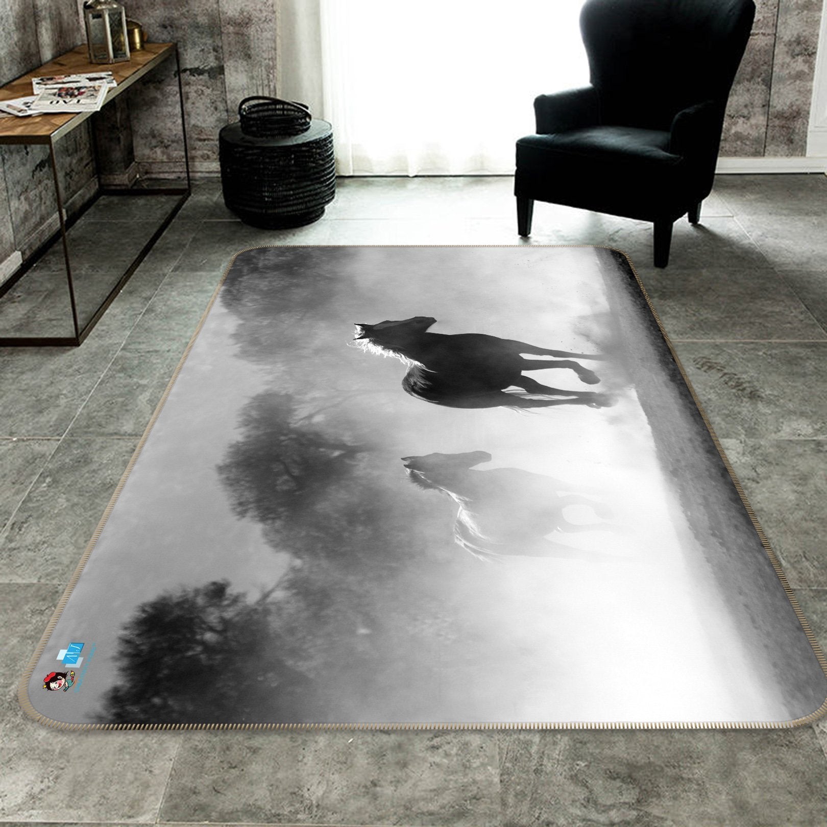 3D Horse Running 031 Non Slip Rug Mat Mat AJ Creativity Home