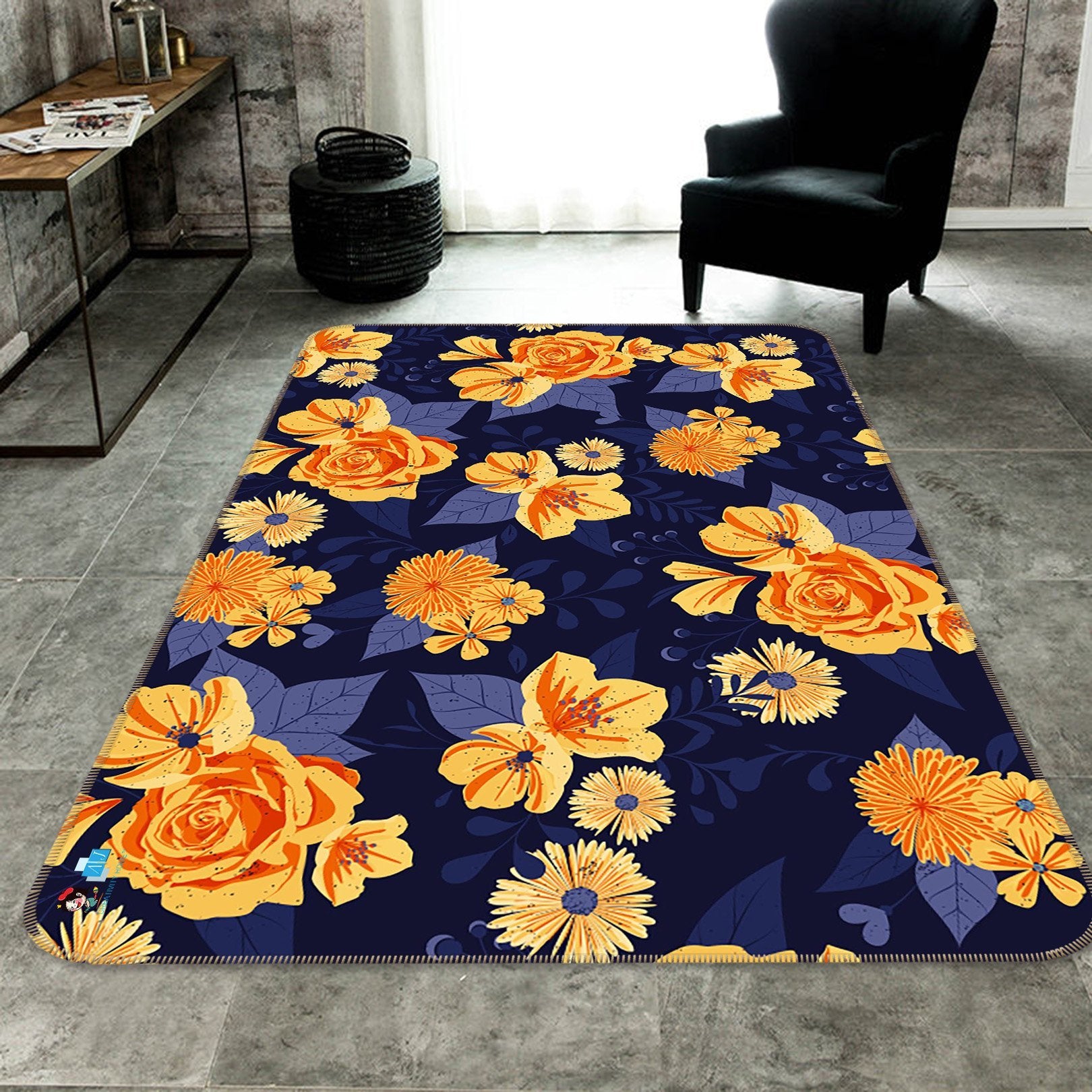 3D Yellow Flower 013 Non Slip Rug Mat Mat AJ Creativity Home