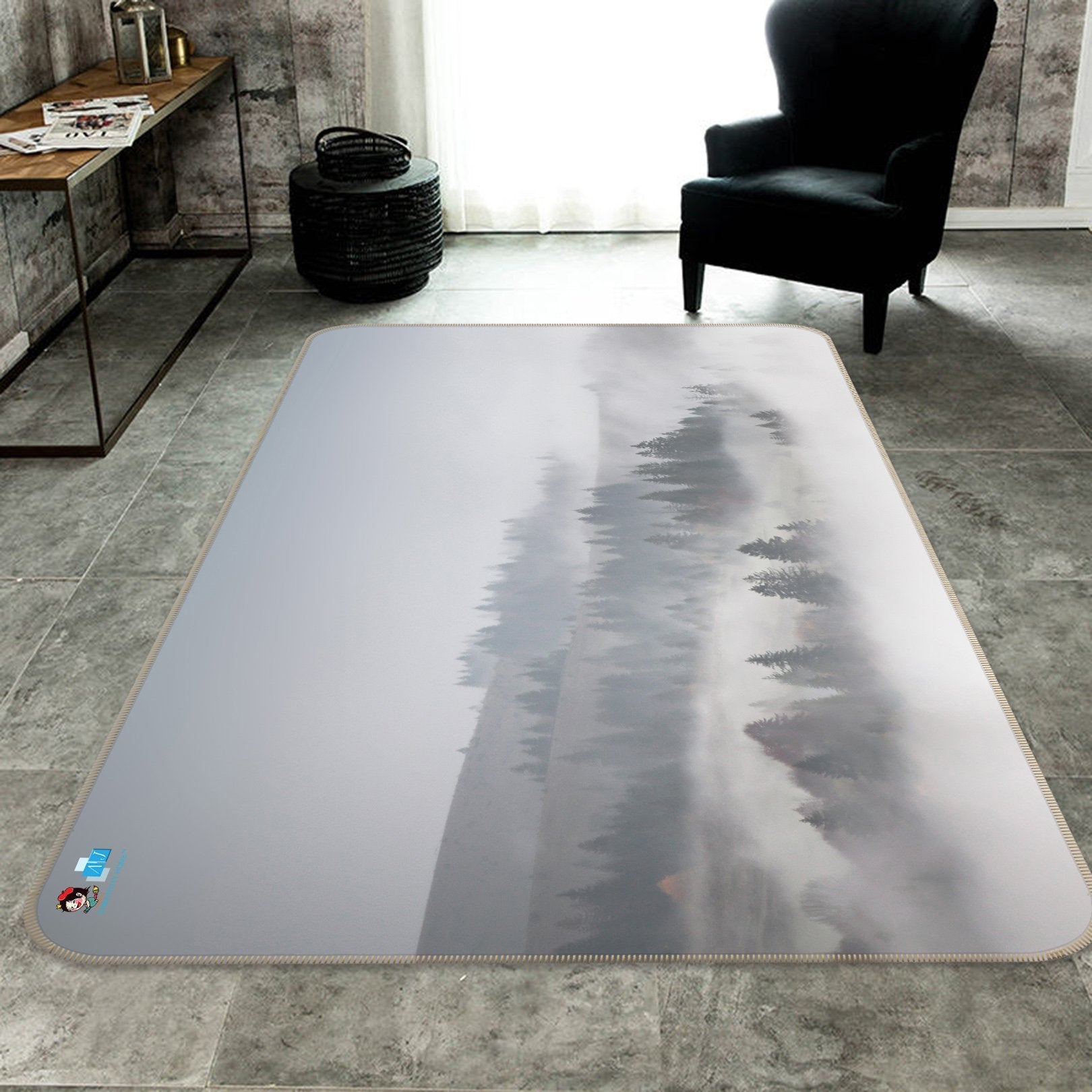 3D Fog Shrouded 137 Non Slip Rug Mat Mat AJ Creativity Home