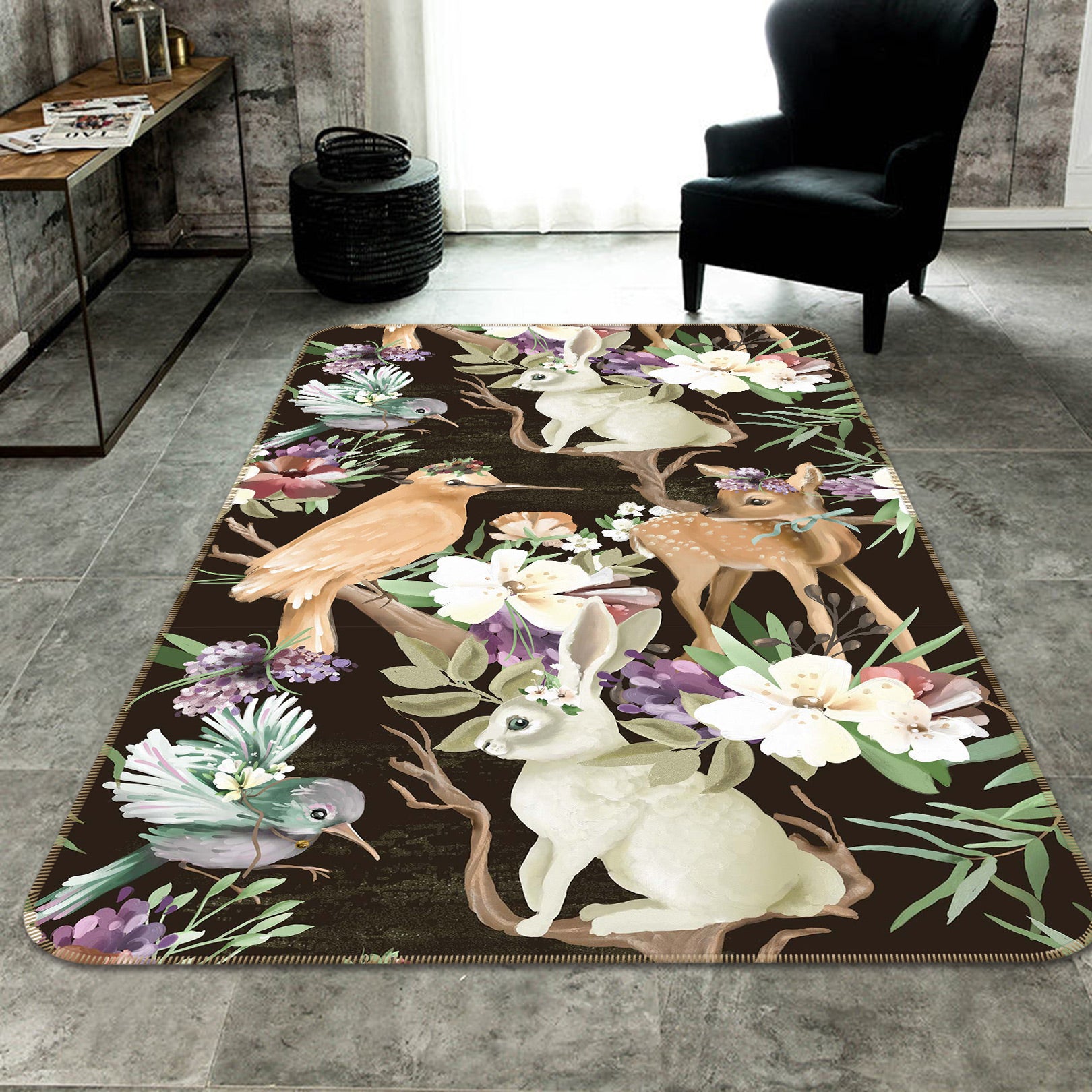 3D Rabbit Sika Deer 1063 Non Slip Rug Mat
