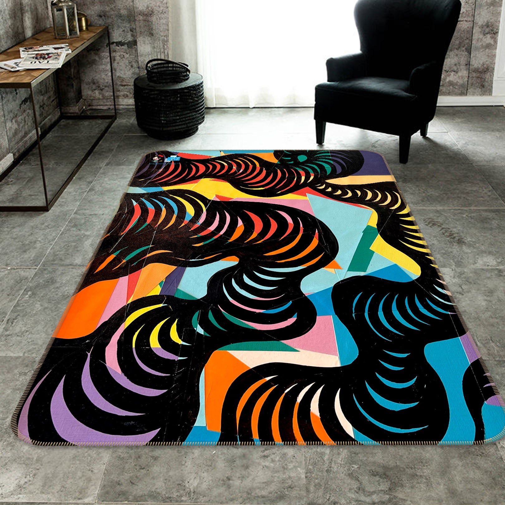 3D Triangle Circle 8224 Jacqueline Reynoso Rug Non Slip Rug Mat