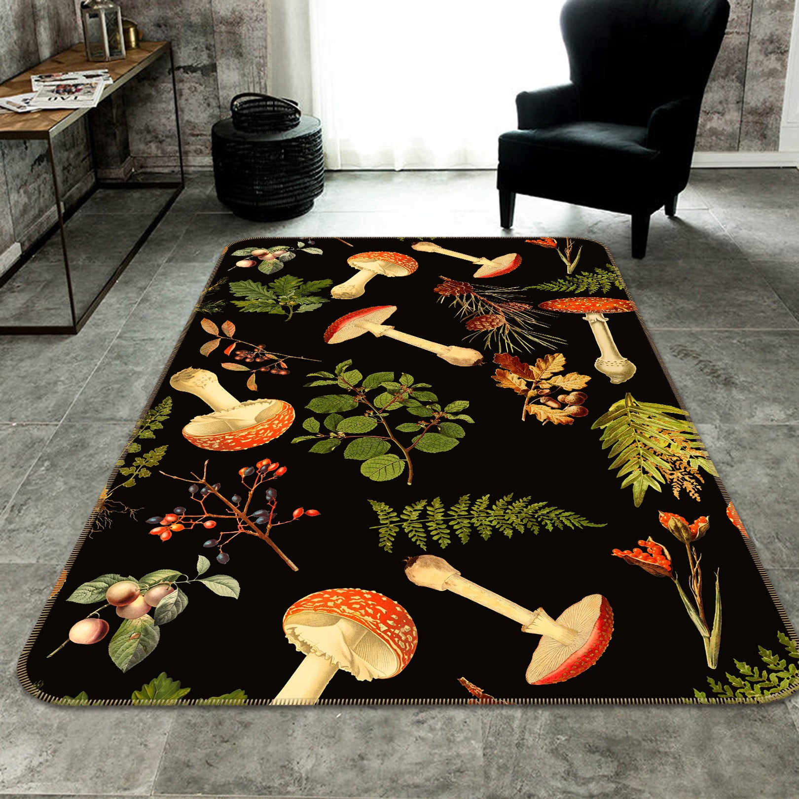 3D Mushroom Leaves 167 Uta Naumann Rug Non Slip Rug Mat