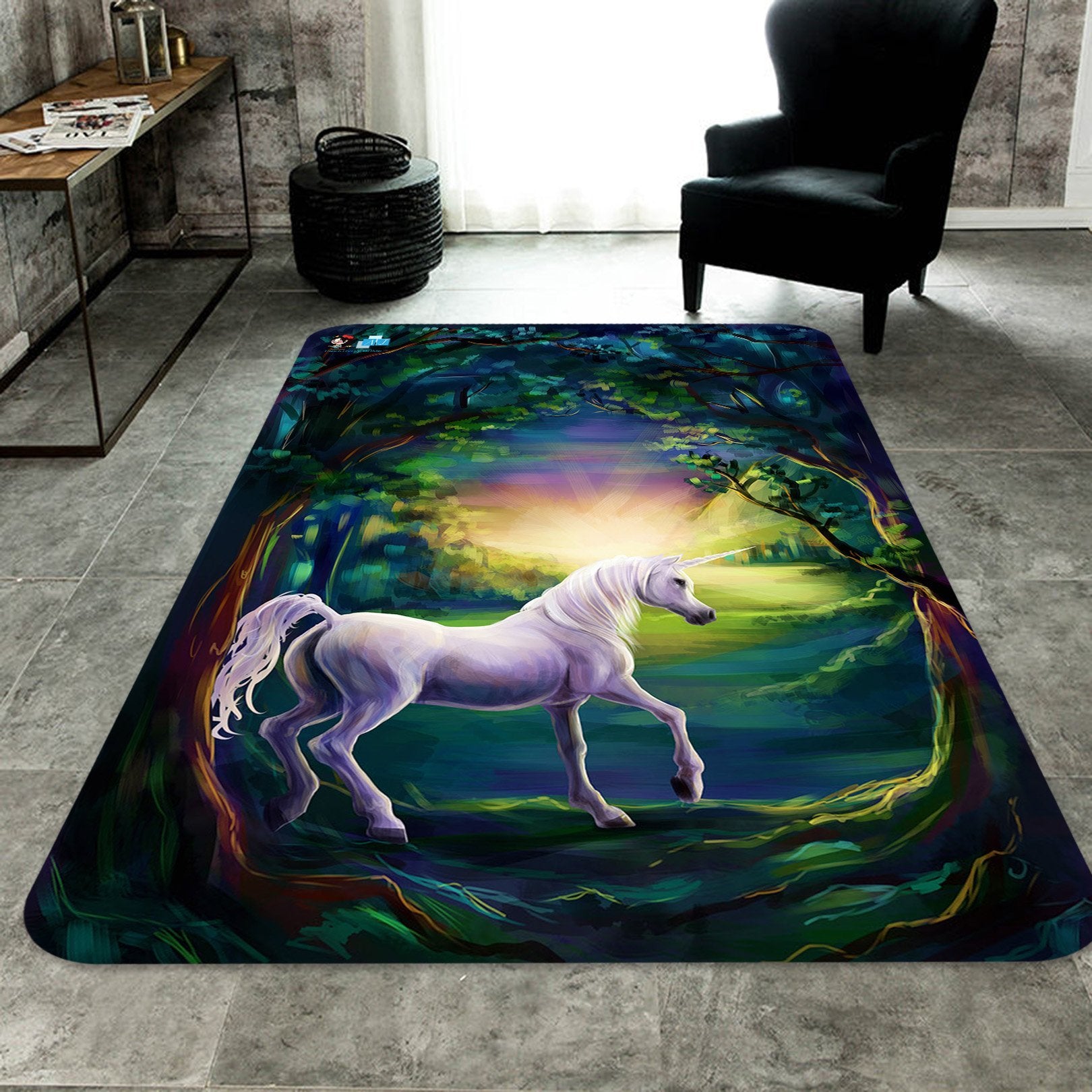 3D Tree Hole Unicorn 91 Non Slip Rug Mat Mat AJ Creativity Home