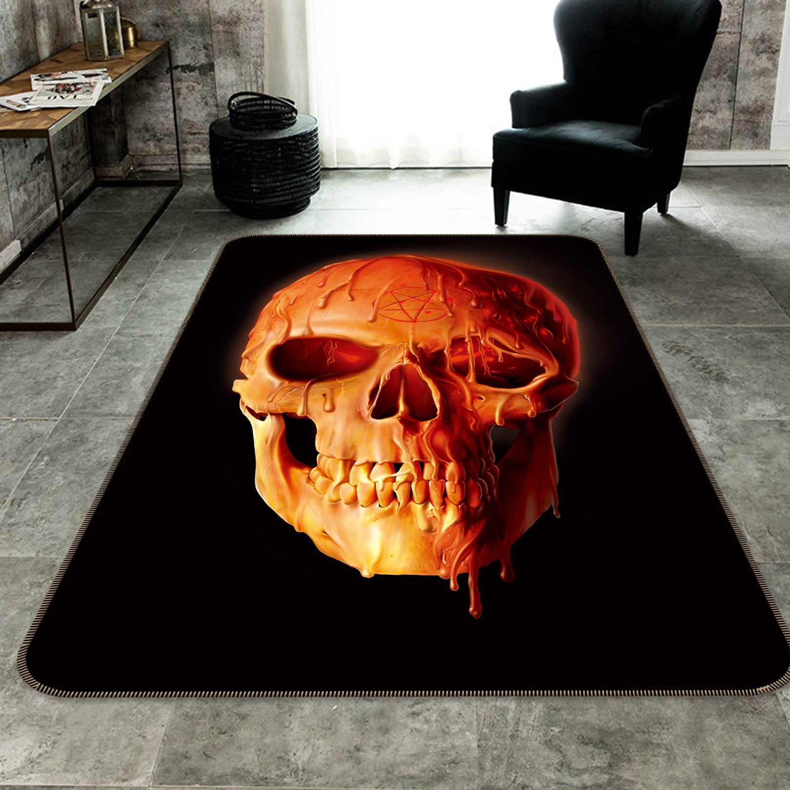 3D Wax Skull 1085 Vincent Hie Rug Non Slip Rug Mat