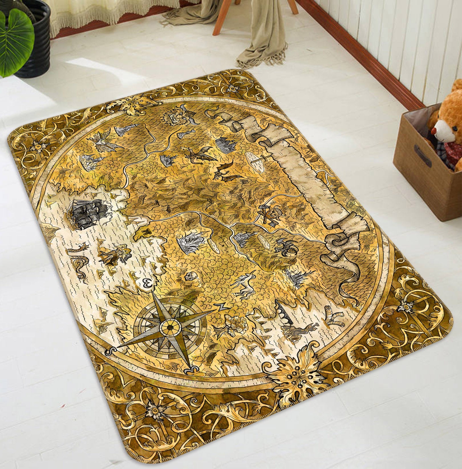 3D Complex Pattern 310 World Map Non Slip Rug Mat