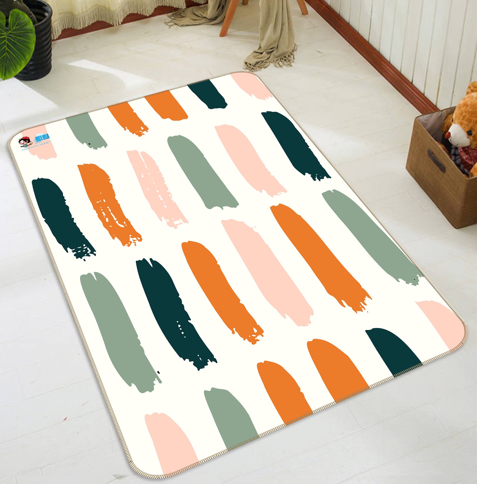 3D Color Vertical Bar 107147 Kashmira Jayaprakash Rug Non Slip Rug Mat