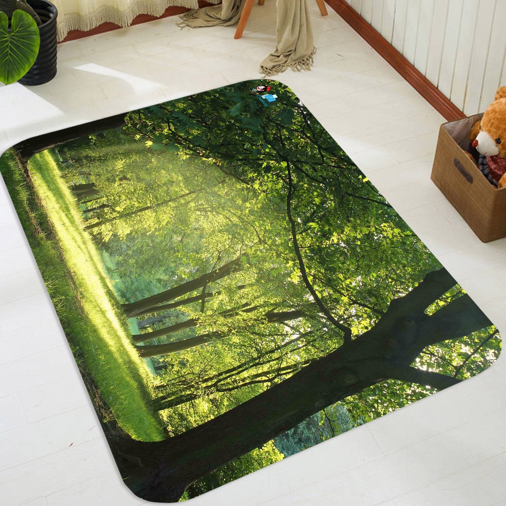 3D Grassland Green Trees 4 Non Slip Rug Mat Mat AJ Creativity Home