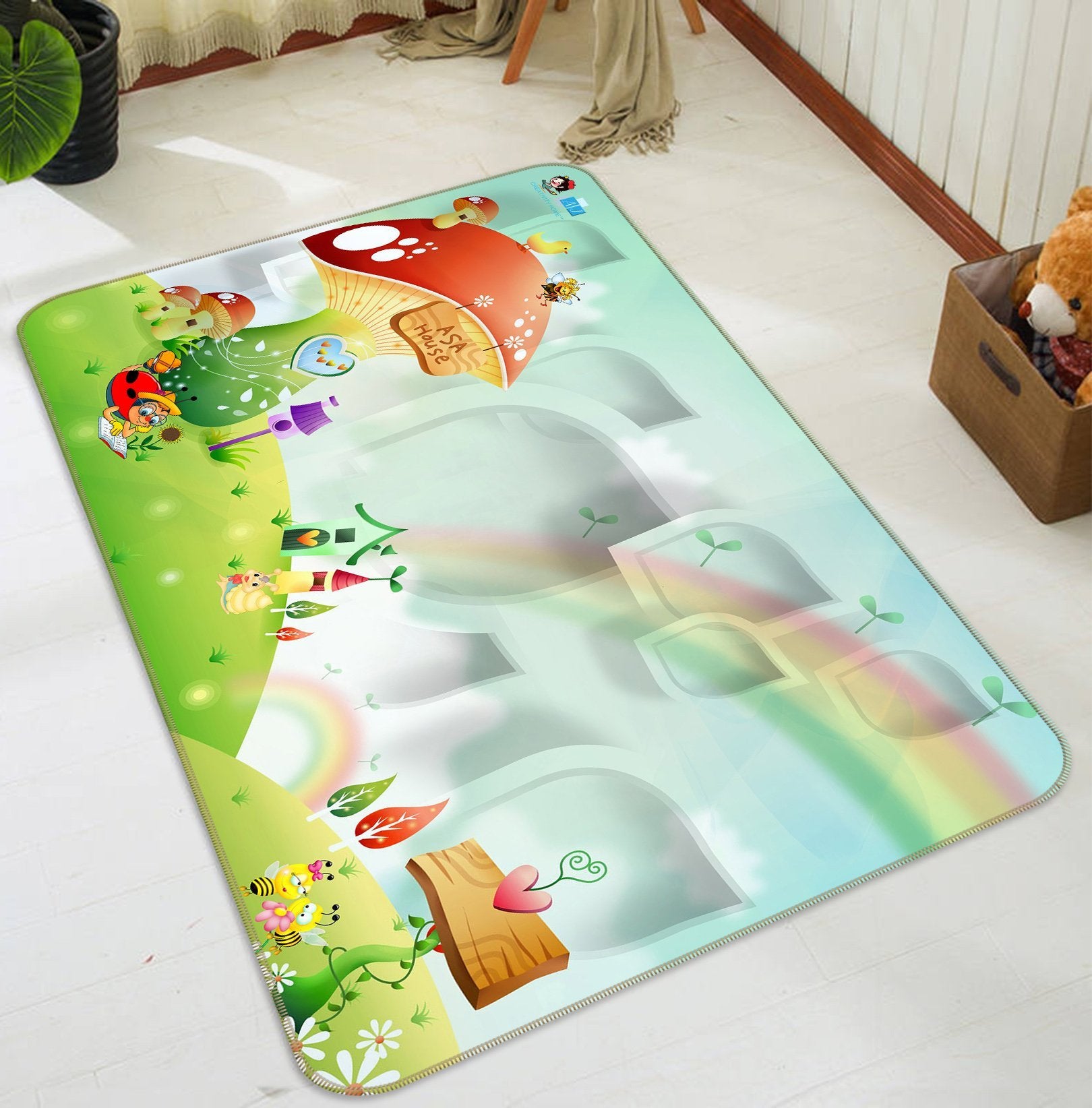 3D Rainbow Mushroom House 725 Non Slip Rug Mat Mat AJ Creativity Home