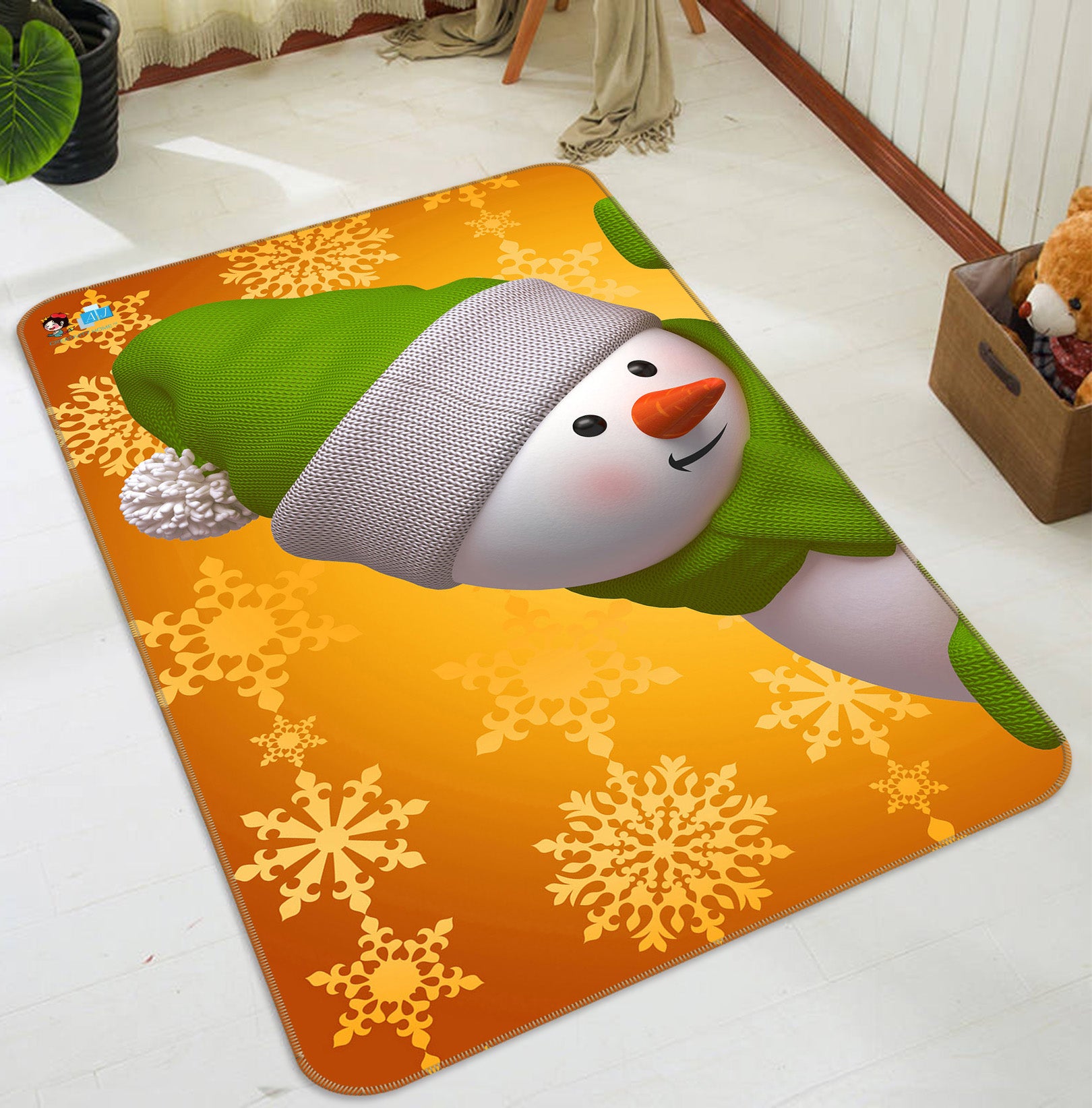 3D Snowman Snowflakes 57023 Christmas Non Slip Rug Mat Xmas