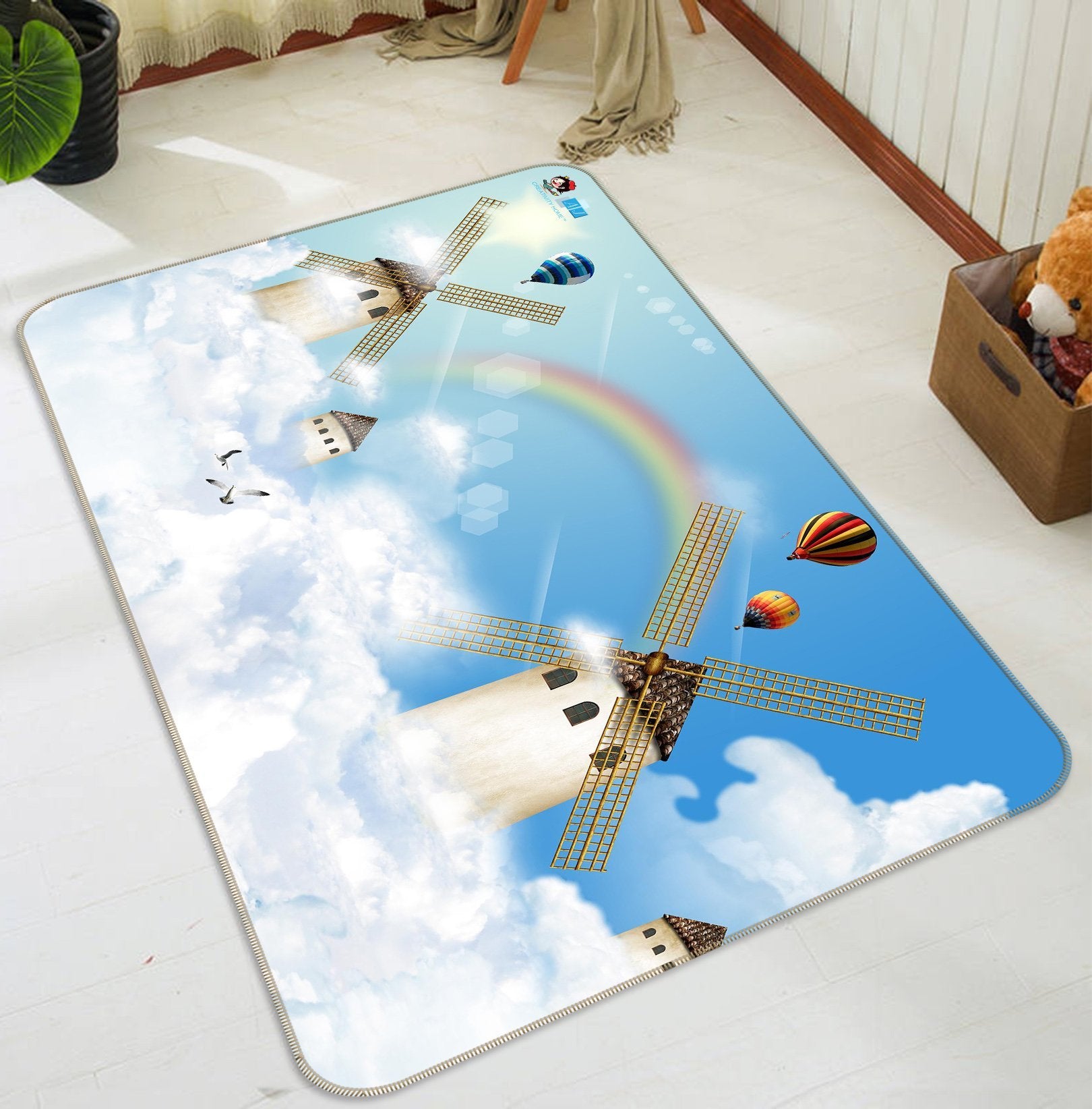 3D Rainbow Sky Windmills 203 Non Slip Rug Mat Mat AJ Creativity Home