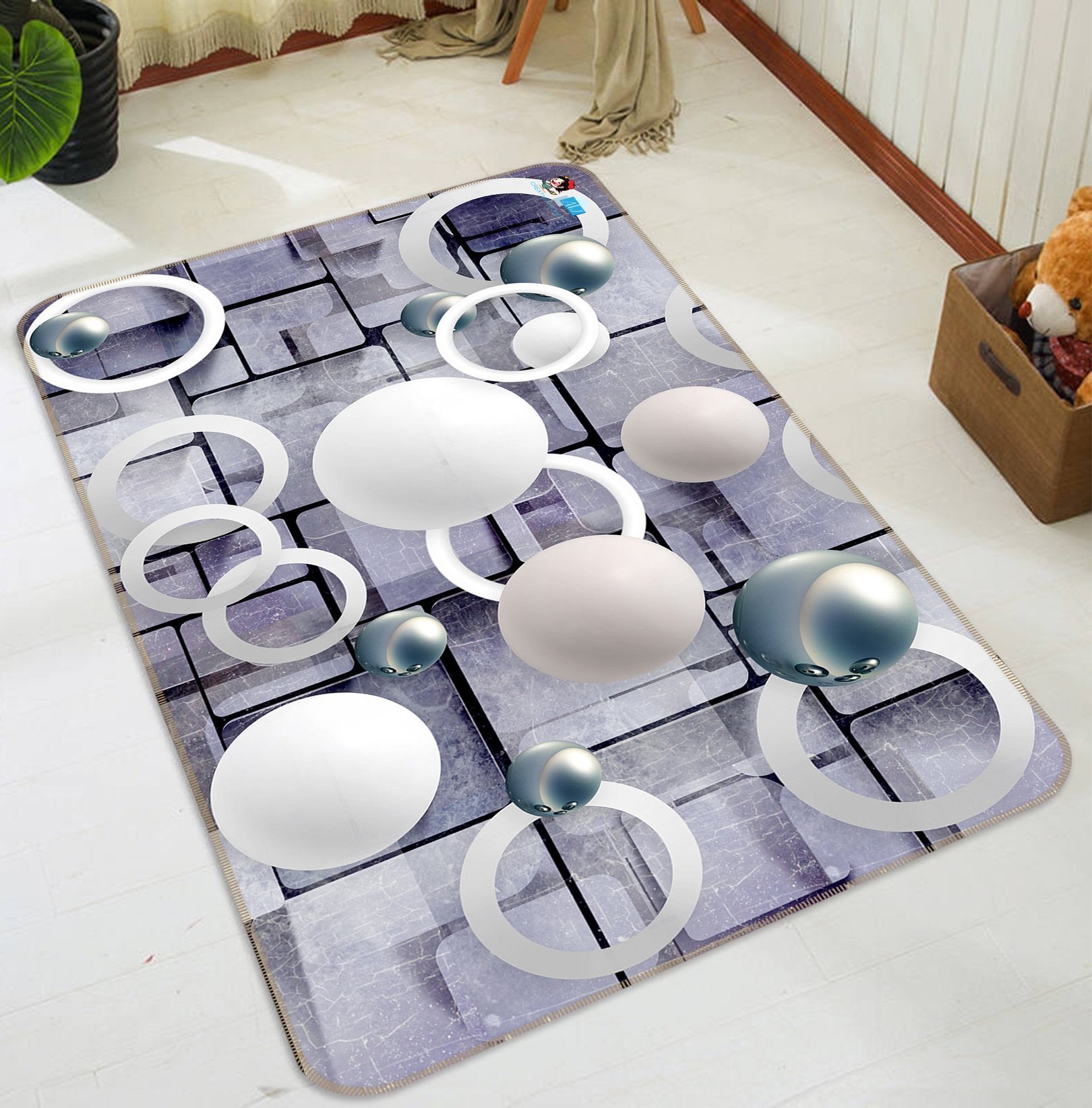 3D Ferrule White Ball 69 Non Slip Rug Mat Mat AJ Creativity Home
