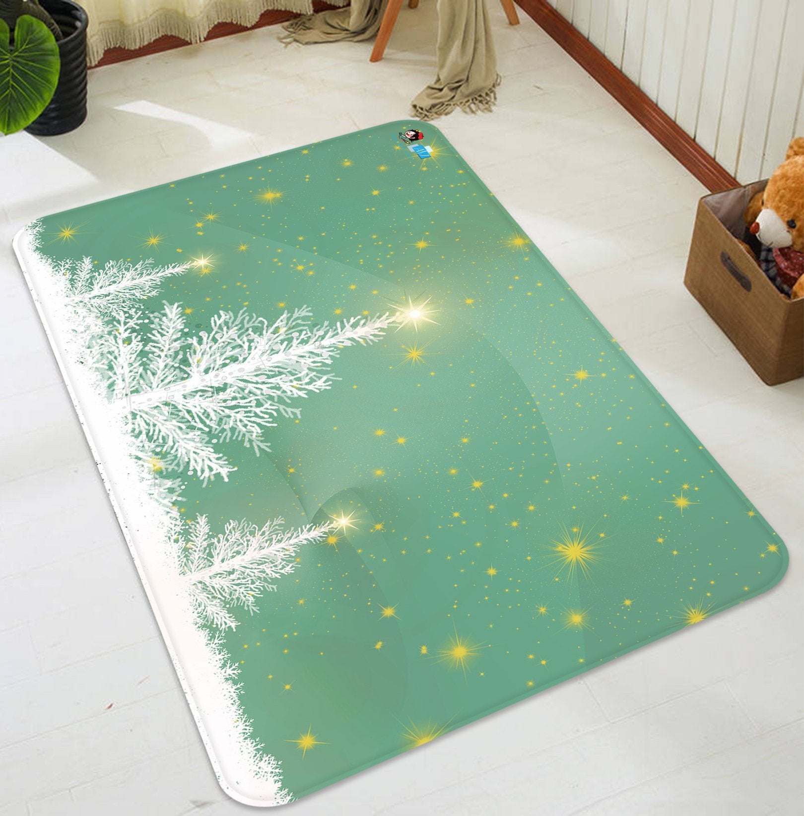 3D Snow White Tree Stars 023 Non Slip Rug Mat Mat AJ Creativity Home